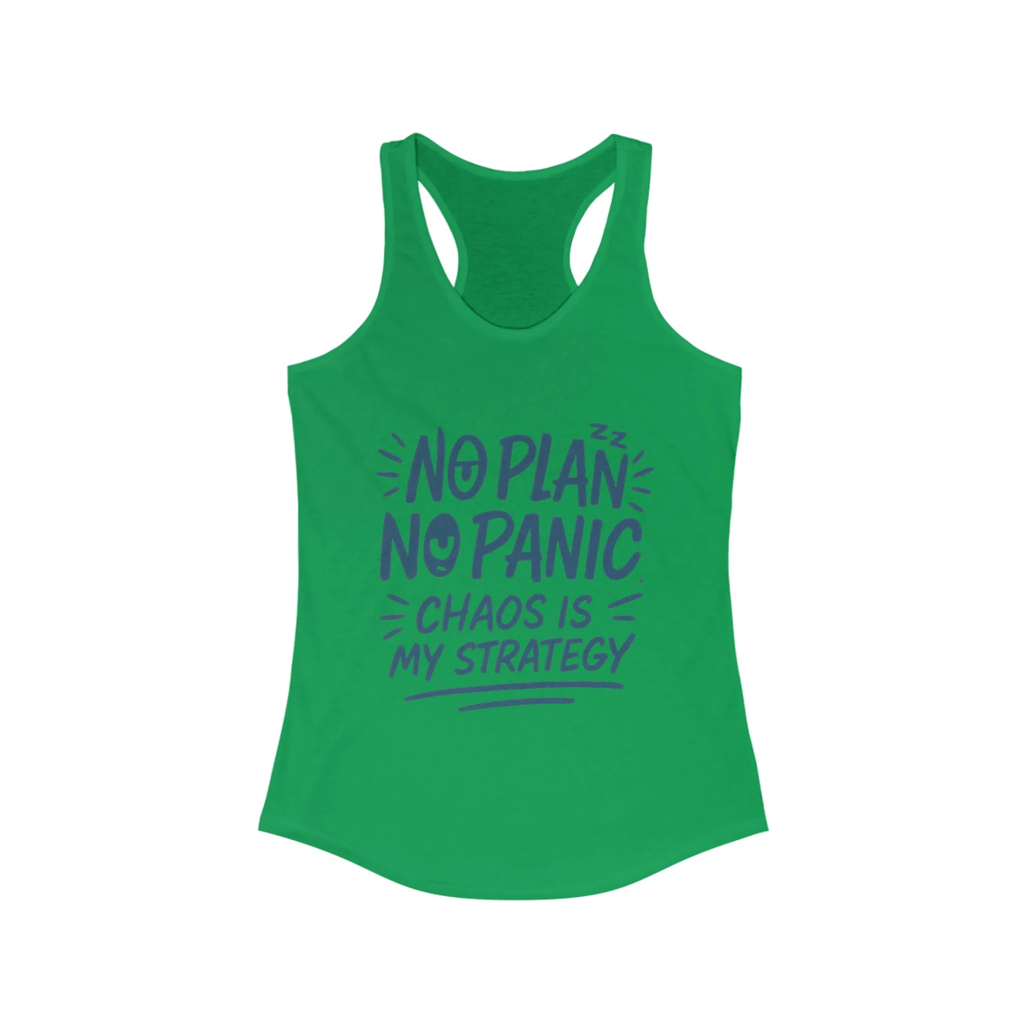 Funny Womens Racerback Tank, Chaos Strategy T-Shirt, No Plan No Panic Quote Shirt, Humorous Gift Idea, Casual Relaxed Fit Top - Image 11