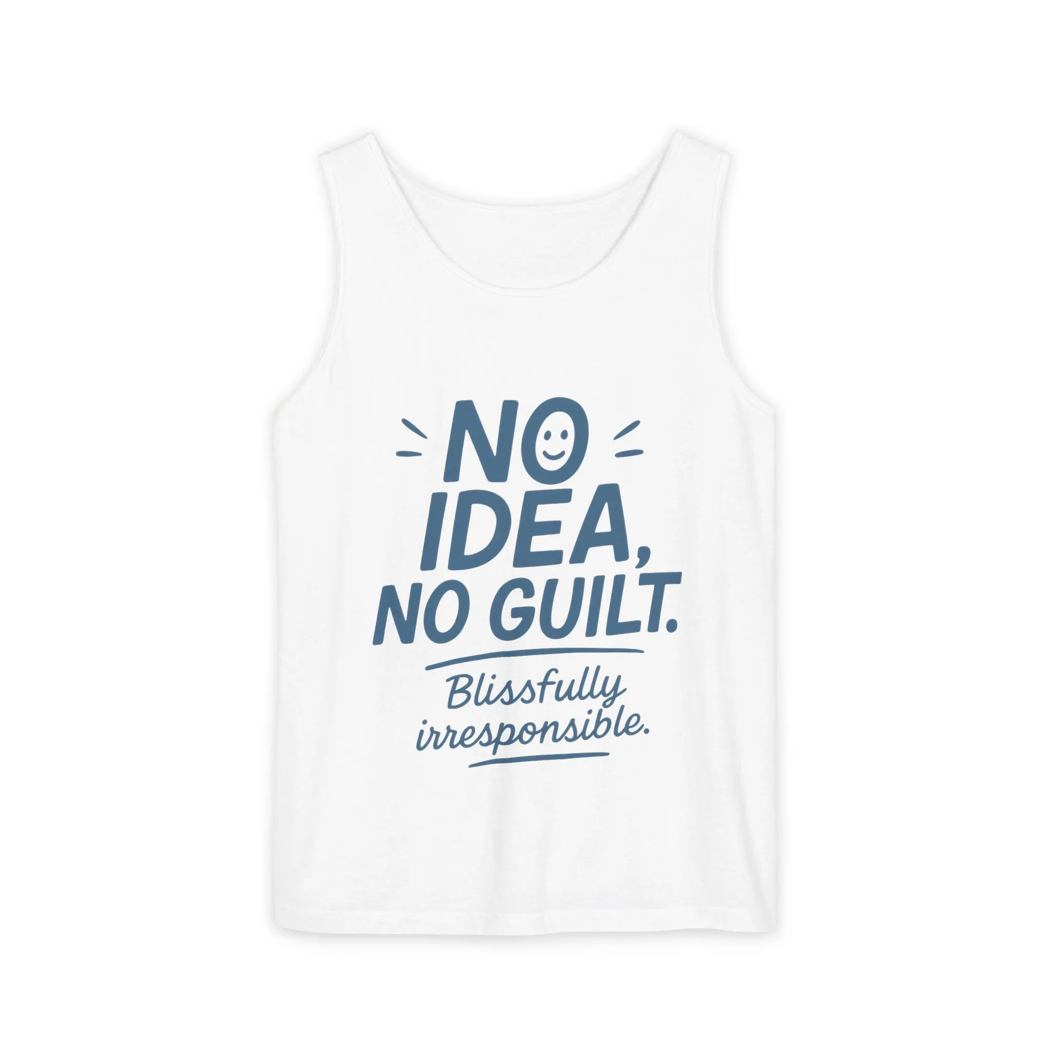 Womens No Guilt Tank Top, No Idea Funny Quote, Blissfully Irresponsible Workout Tee, Casual Sleeveless Top, Summer Activewear, Relaxed Style - Image 3