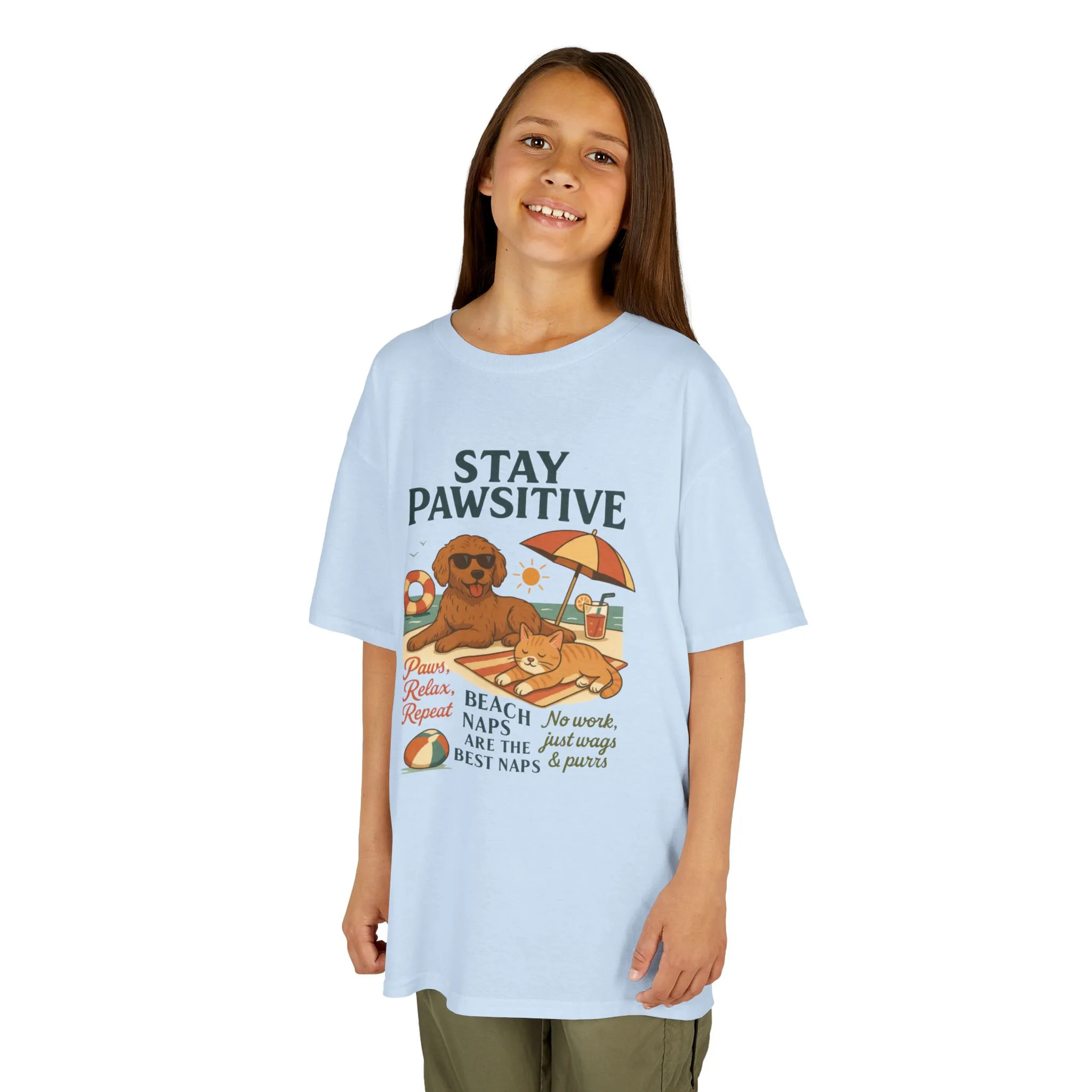 Kids Beach Vibes Tee - Stay Pawsitive, Summer Fun Shirt, Dog Lover Gift, Vacation Outfit, Beach Day Apparel - Image 20