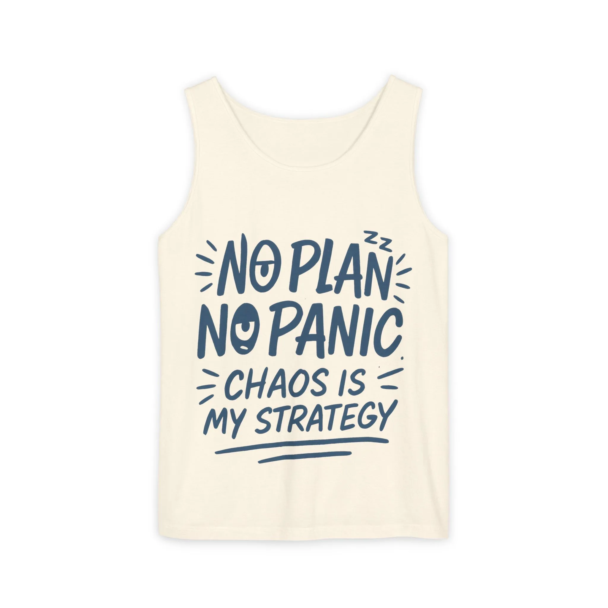 Funny Women's Tank, Chaos Strategy T-Shirt, No Plan No Panic Quote Shirt, Cute Tee for Women, Humorous Gift Idea, Casual Relaxed Fit Top - Image 5