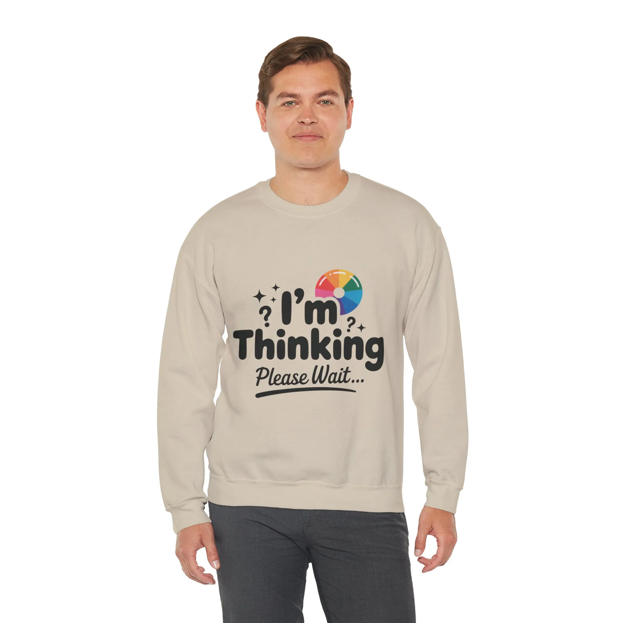 Funny - Im Thinking Please Wait - Mens Sweatshirt, Cute Geeky Gift for Introverts, Programmers, Designers, Humor Crewneck, Gift for Adults - Image 2