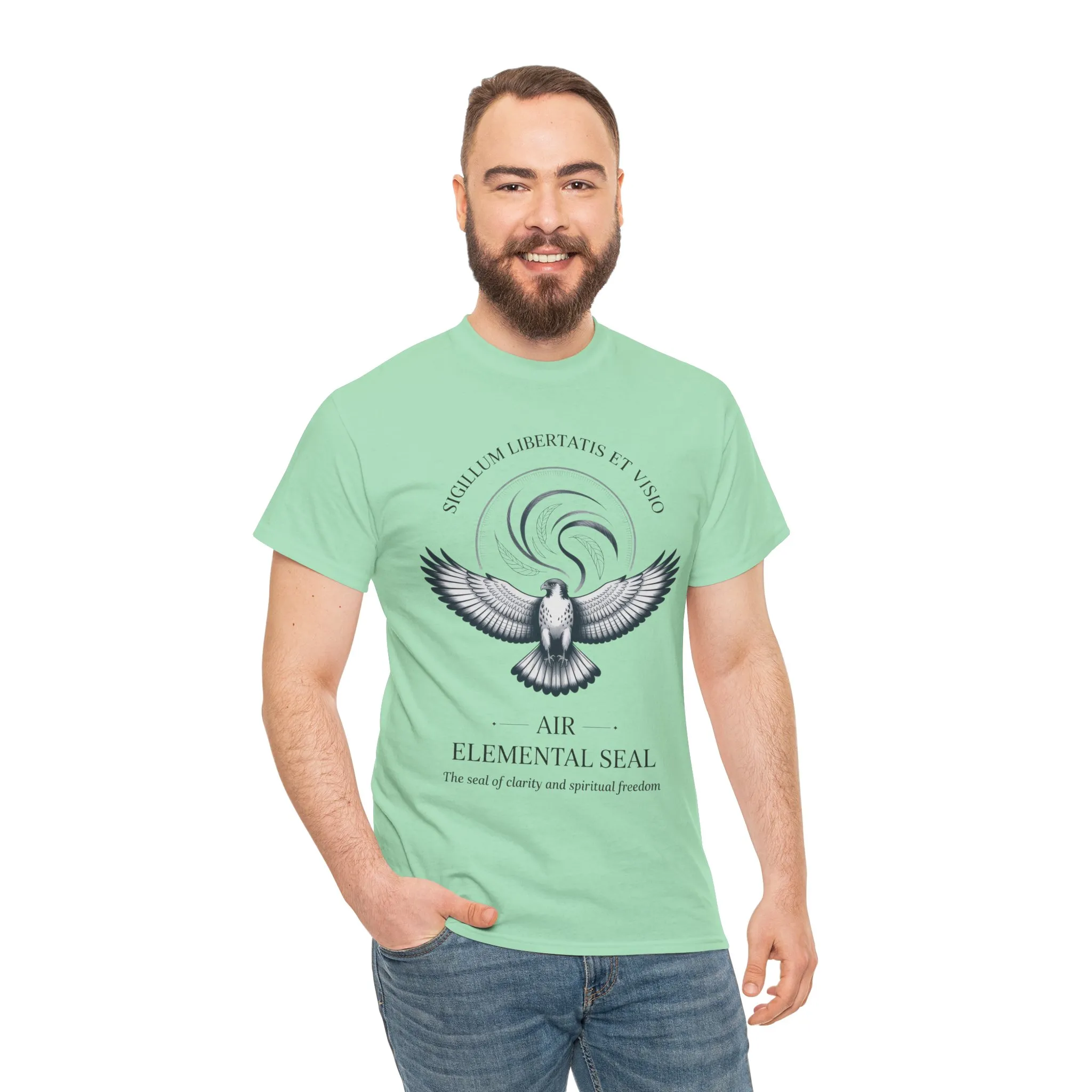 Air Elemental Seal Unisex Cotton Tee, Clarity & Spiritual Freedom Symbol Tee, Unisex Elemental Shirt, Vision Totem Gift, Spiritual Gift - Image 20