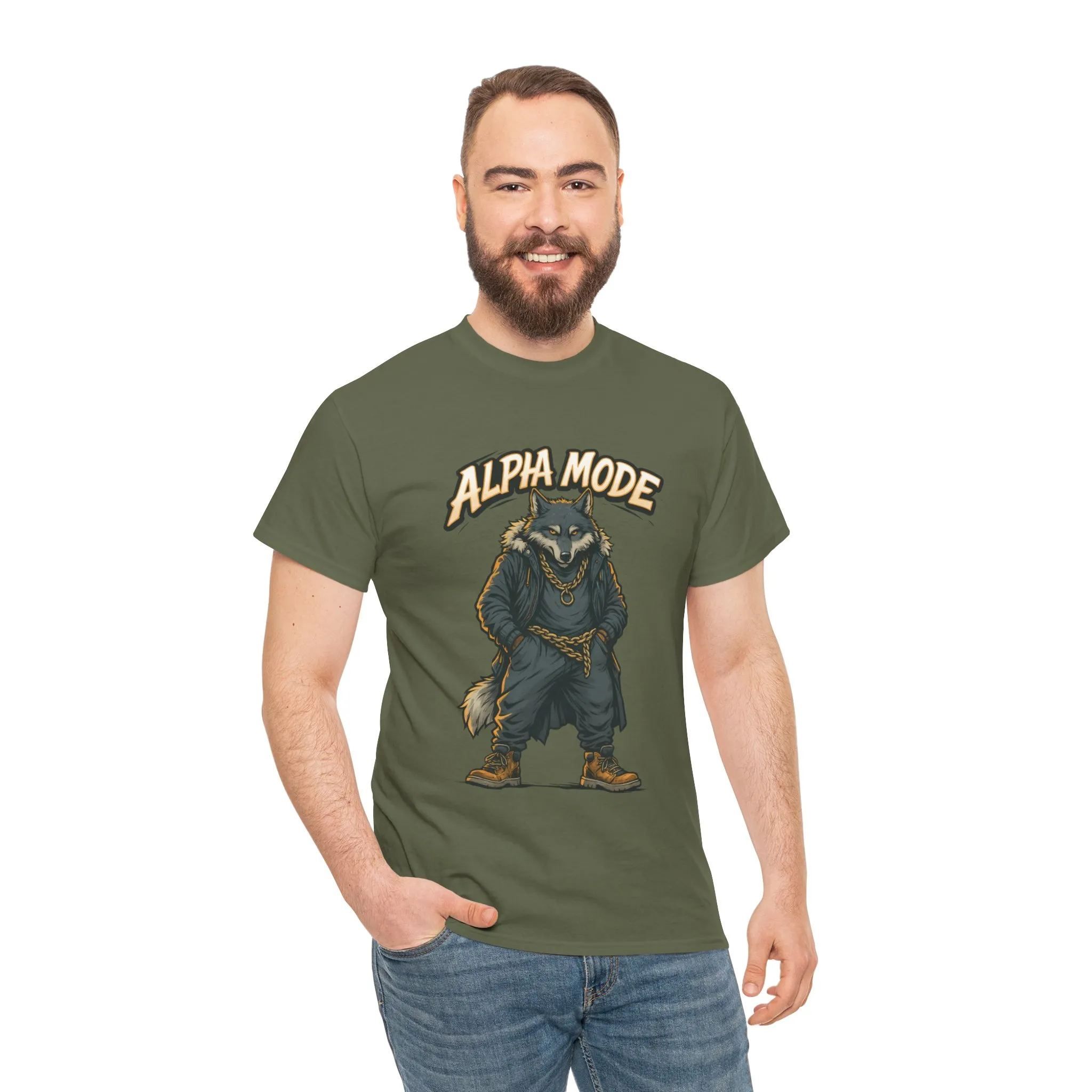 Alpha Mode Wolf Shirt, Mens Streetwear Graphic Tee, Hip Hop Wolf T-Shirt, Alpha Male Power Shirt, Cool Urban Wolf Gift, Trendy Summer Shirt