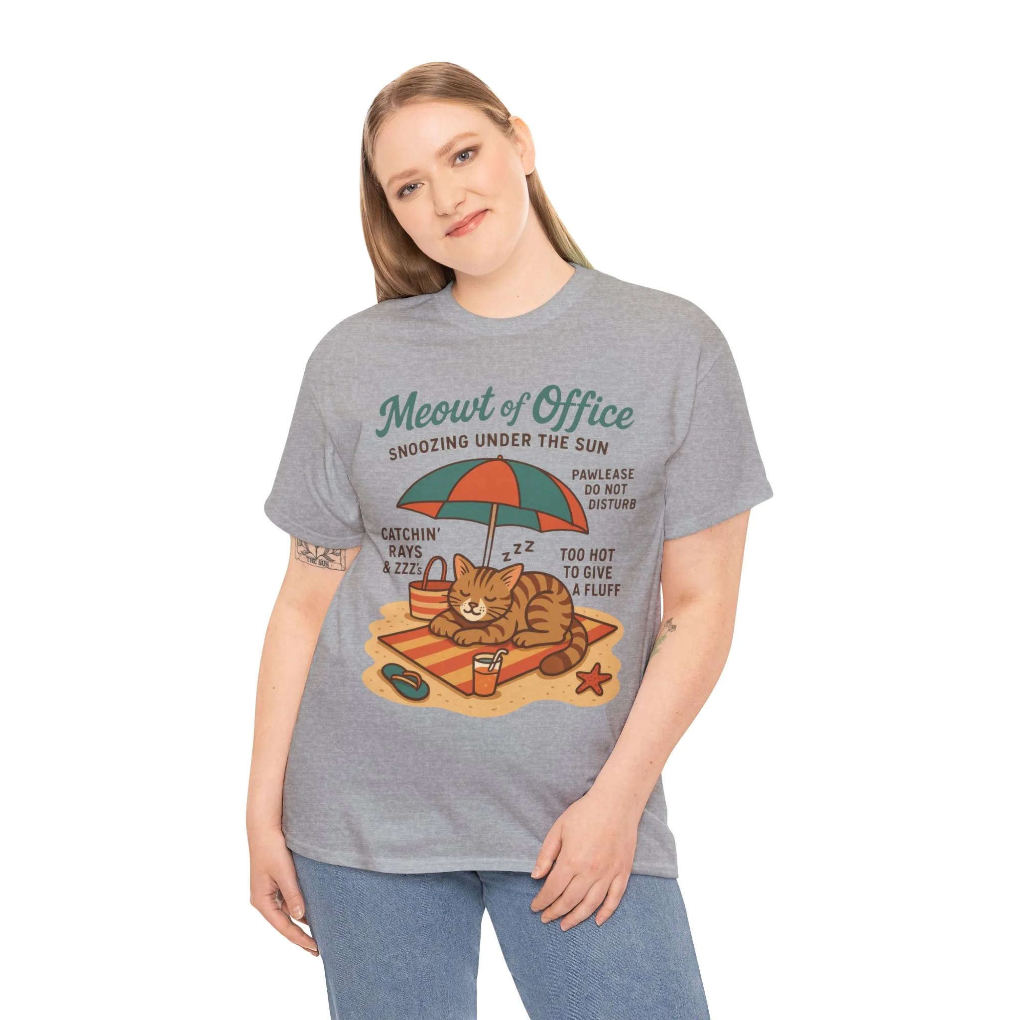 Cat Shirt, Cute Beach Cat Womens T-Shirt, Funny Summer Vacation Tee, Lazy Cat Humor Gift, Cat Lover T-Shirt, Vacation Humor Tee - Image 15