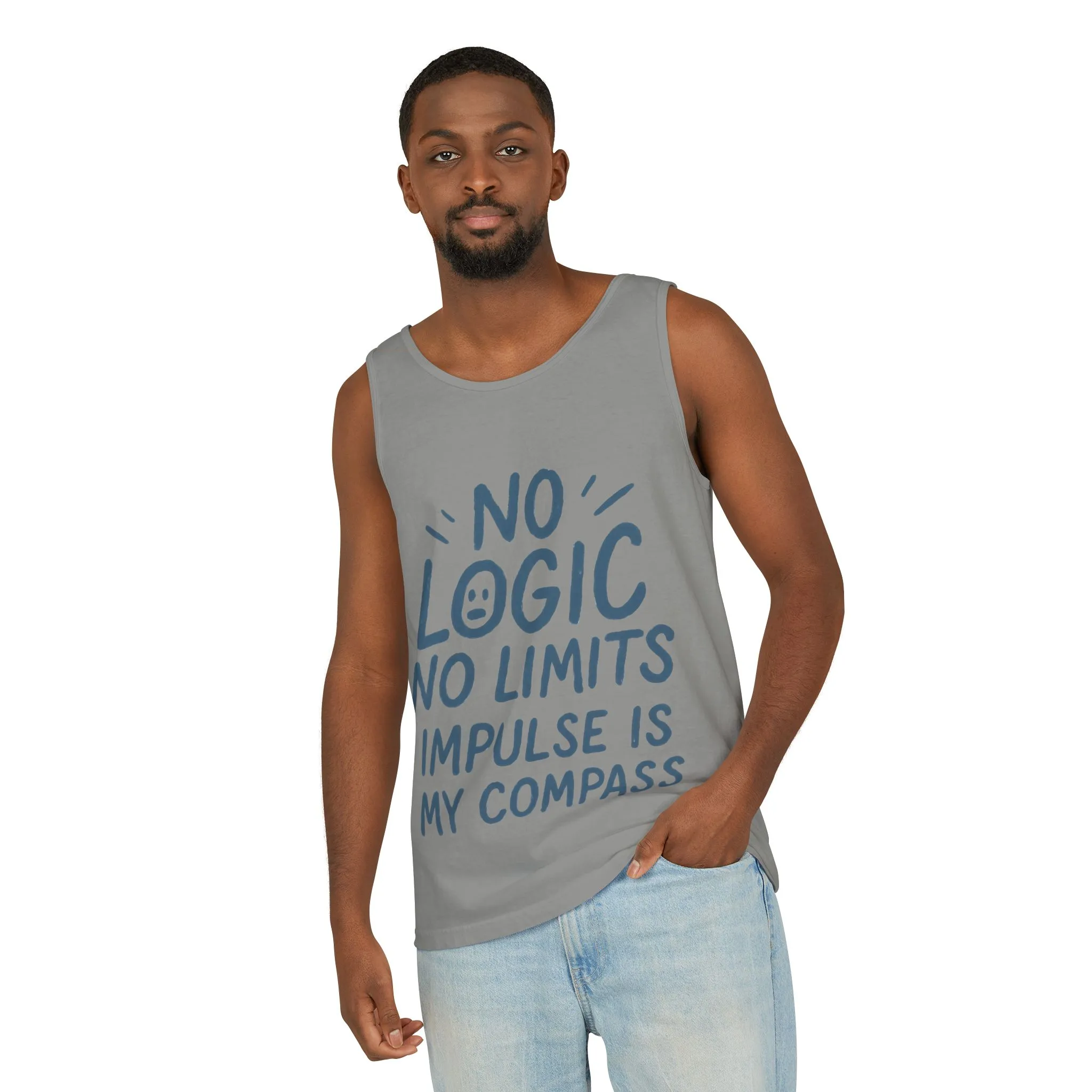Funny Mens Tank Top, No Limits Impulse Quote, Relaxed Fit Tee, Casual Wear for Creatives, Gift for Artists Impulsive Style Shirt - Image 26