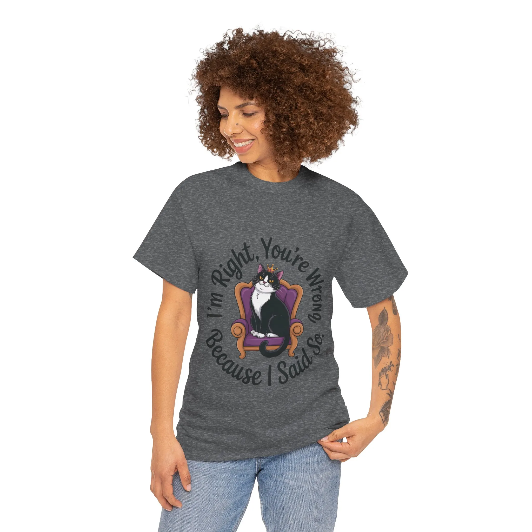 Funny Cat Queen Shirt, Sassy Cat Graphic Tee for Women, Cat Mom Humor Tee Gift, Funny Graphic T-Shirt, I'm Right, You're Wrong Tee - Image 11