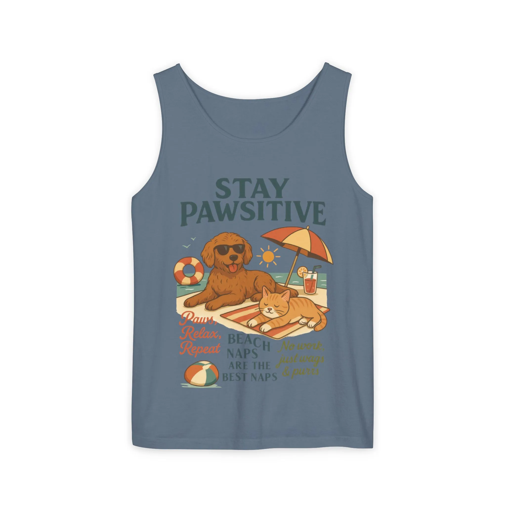 Stay Pawsitive Womens Tank, Cute Dog & Cat Beach Tee, Summer Pet Lover Tee, Animal Graphic Heavy Cotton Tee, Fun Pet Lovers Gift, Summer Top - Image 11
