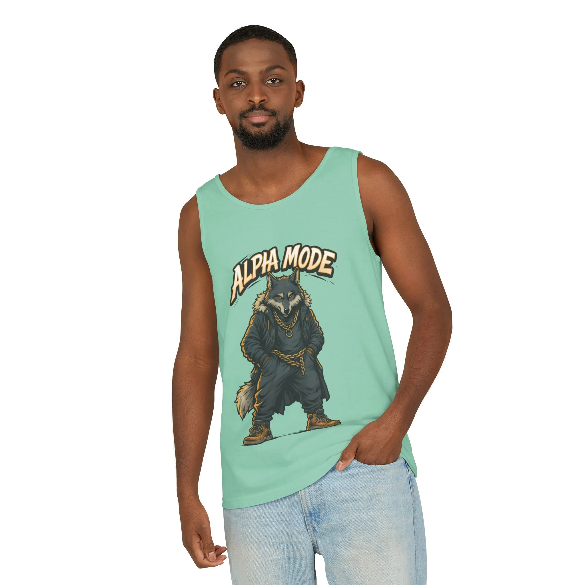 Alpha Mode Wolf Tank Top, Mens Hip Hop Gym Tank, Cool Streetwear Muscle Tank, Savage Wolf Graphic Top, Alpha Male Workout Shirt, Beachwear - Image 8