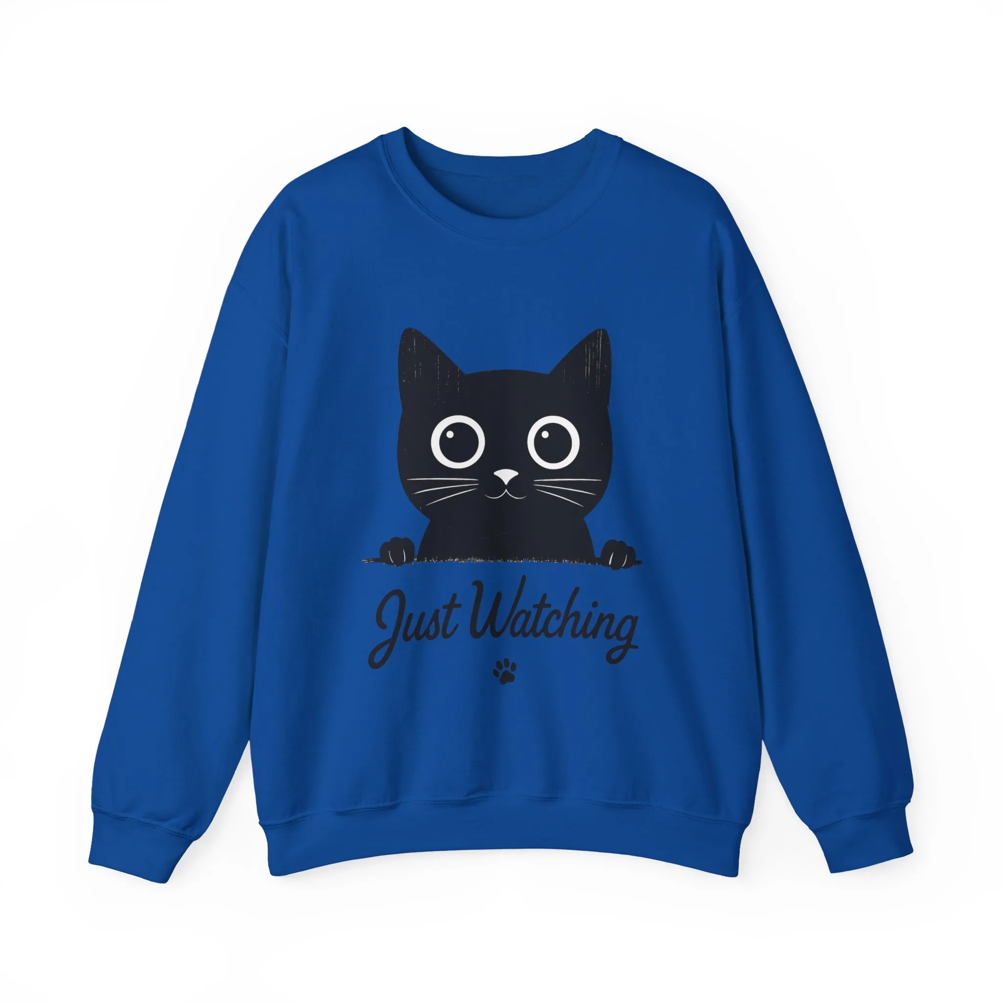 Funny Black Cat Womens Crewneck Sweatshirt - Just Watching Minimalist Kitty Pullover - Cozy Cat Lover Gift, Pet Owner Apparel - Image 19