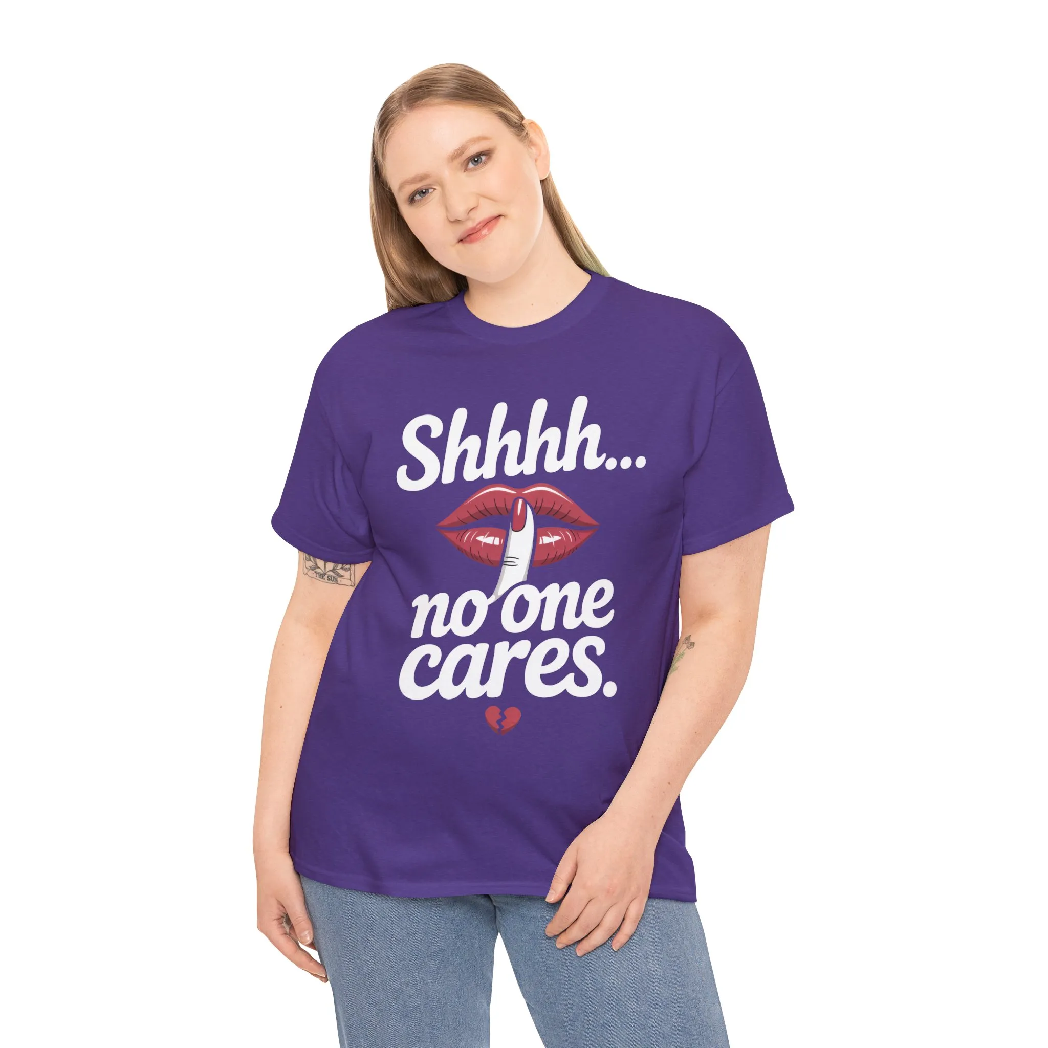 Shhh No One Cares Shirt, Sassy Funny Graphic Tee for Women, Sarcastic Lips Tank Top, Bold Attitude T-Shirt, Tee with Bold Statement Design - Image 20