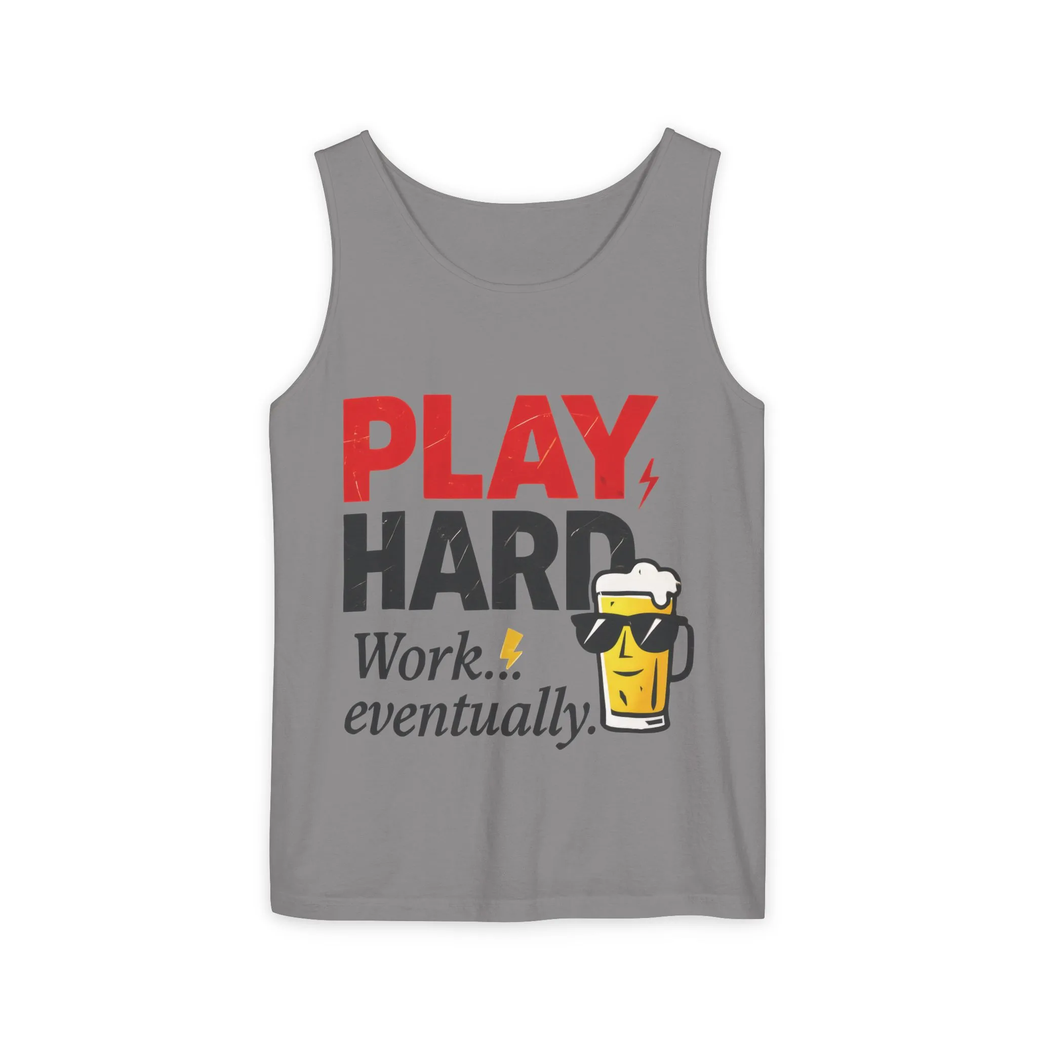 Casual Tank Top with Play Hard Print, Fun Summer Apparel, Gift for Dad or Friends, Beach Wear, Workout Top, Party Attire - Image 13
