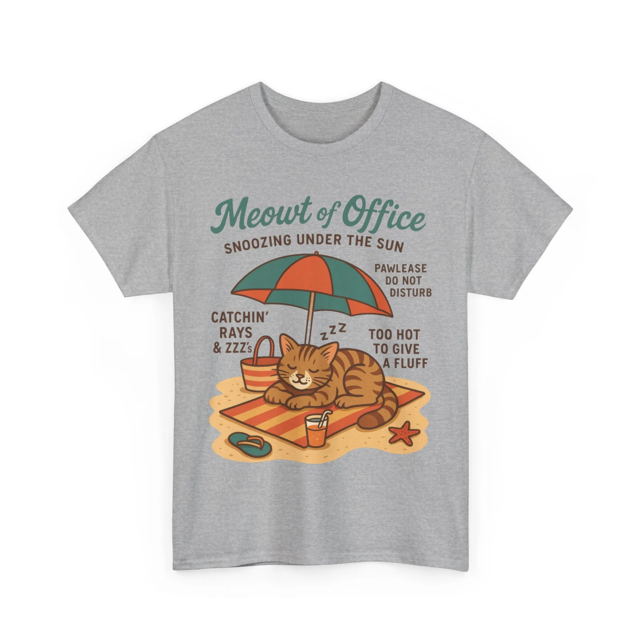 Cat Shirt, Cute Beach Cat Womens T-Shirt, Funny Summer Vacation Tee, Lazy Cat Humor Gift, Cat Lover T-Shirt, Vacation Humor Tee - Image 13