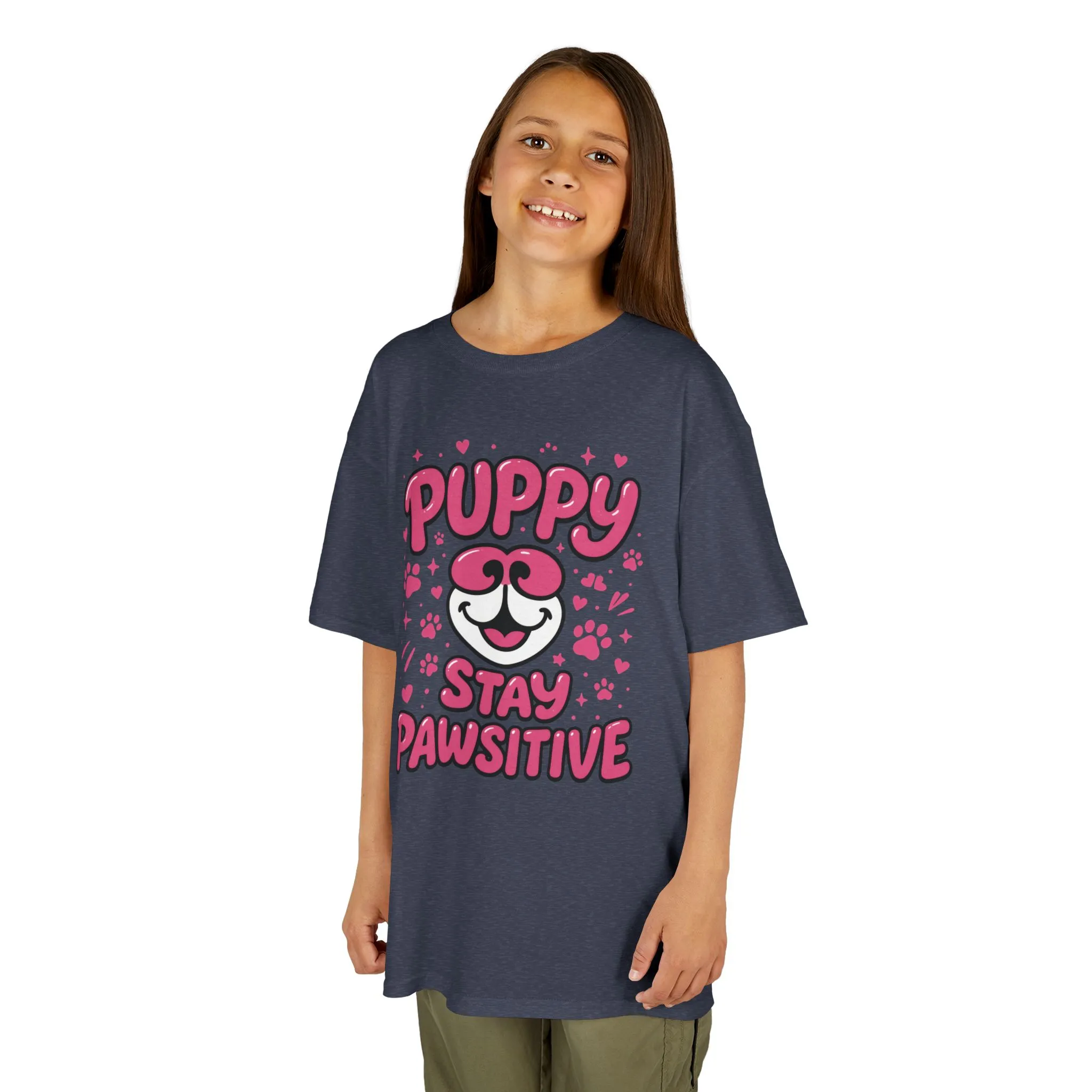 Puppy Stay Pawsitive Youth T-Shirt - Cute Positive Dog Shirt for Teens - Fun Puppy Paw Graphic Kids Tee, Kids Gift, Pet Lover Shirt - Image 18