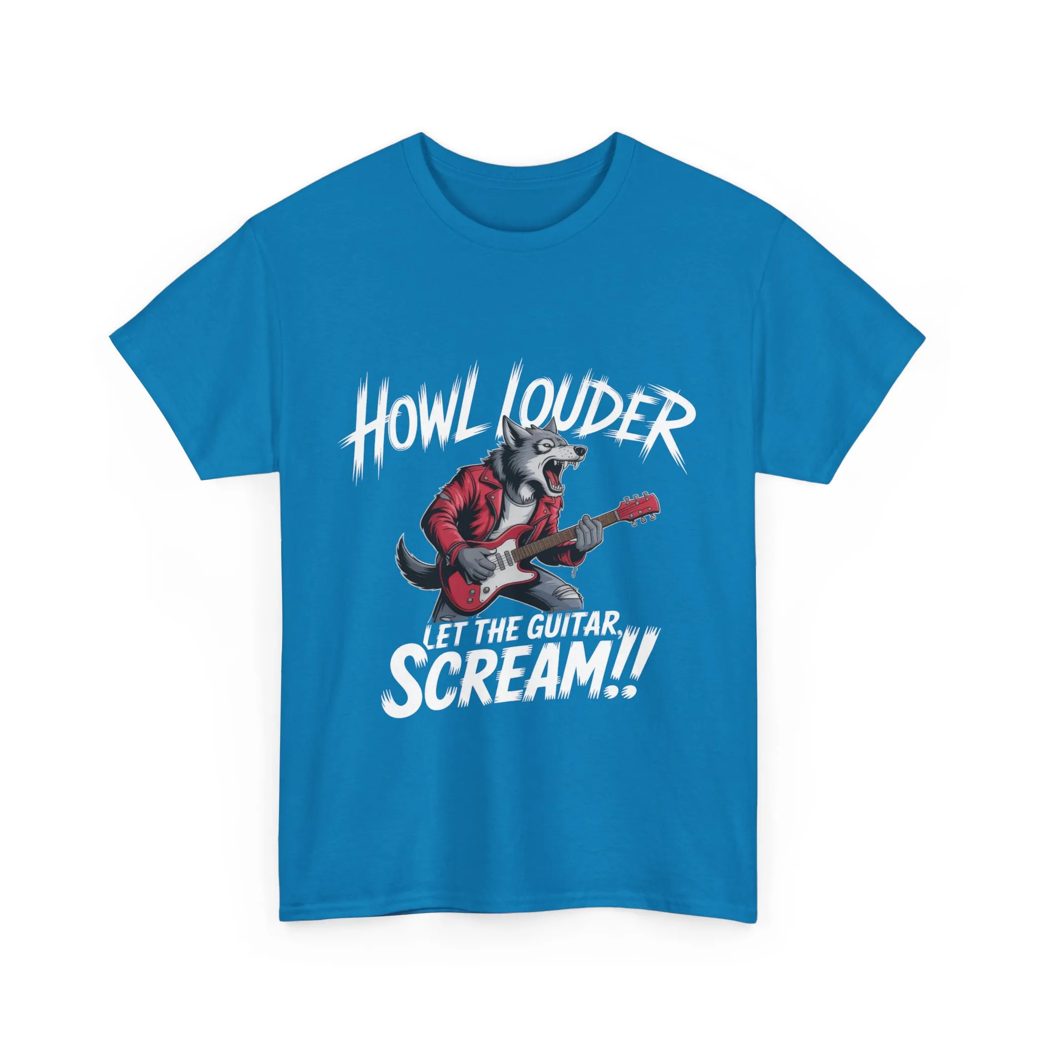 Rockin Wolf Unisex Tee, Perfect for Music Lovers, Music Lover Graphic T-Shirt, Cool Guitarist Wolf Design, Rock Wolf Electric Guitar Tee - Image 16
