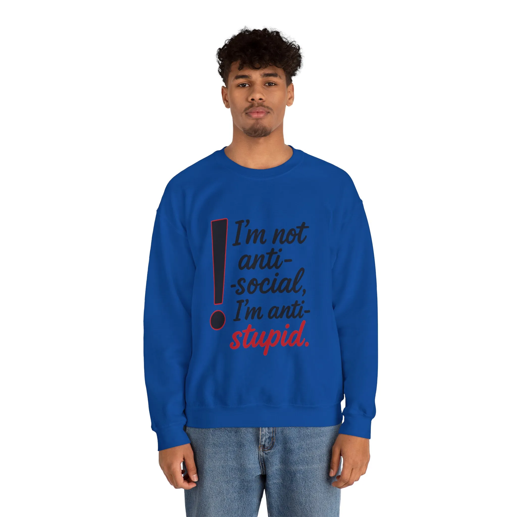 Anti-Stupid Sweatshirt, Funny Unisex Crewneck, Snarky Anti-Social Unisex Crewneck, Gift for Friends, Perfect for Everyday Wear - Image 21