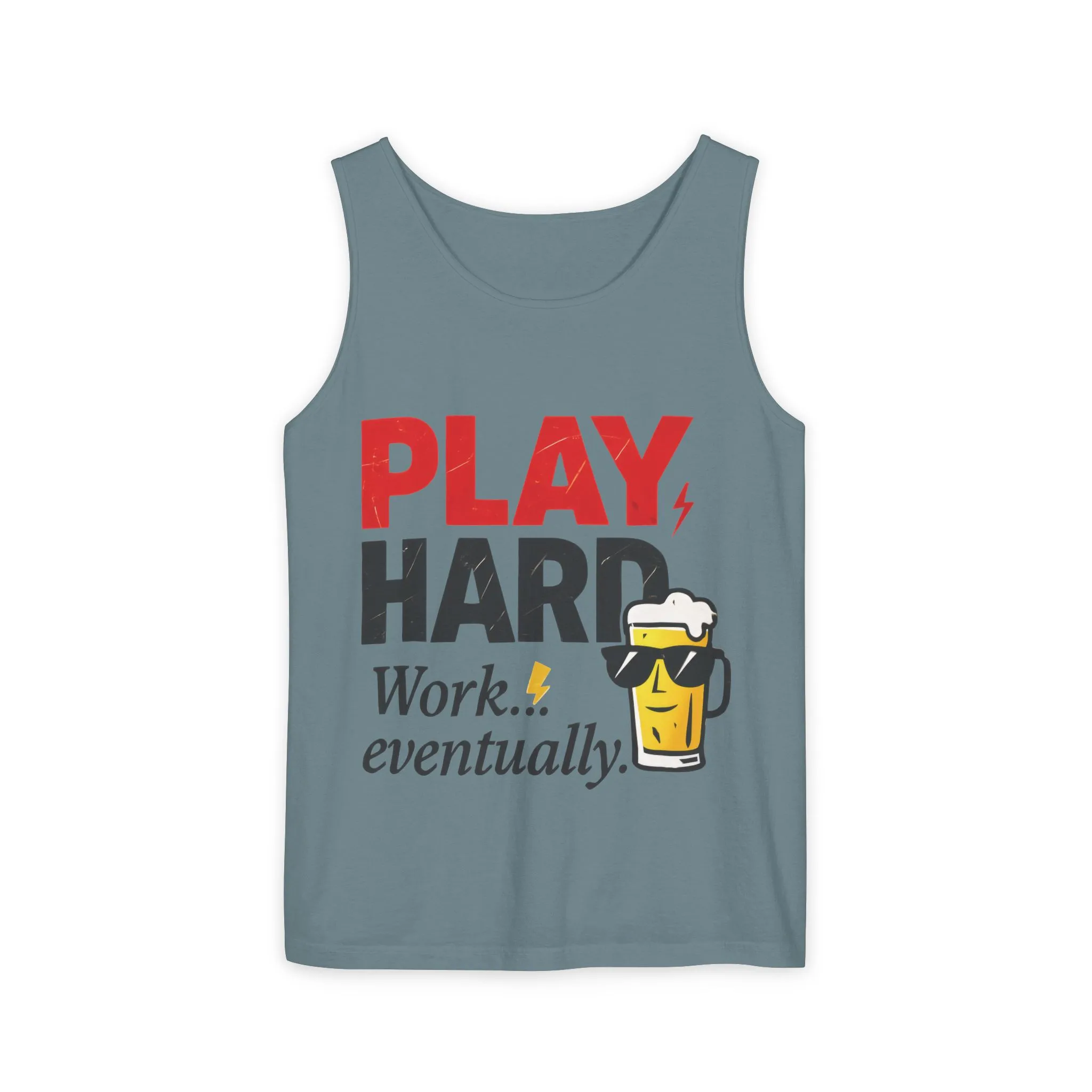 Casual Tank Top with Play Hard Print, Fun Summer Apparel, Gift for Dad or Friends, Beach Wear, Workout Top, Party Attire - Image 25