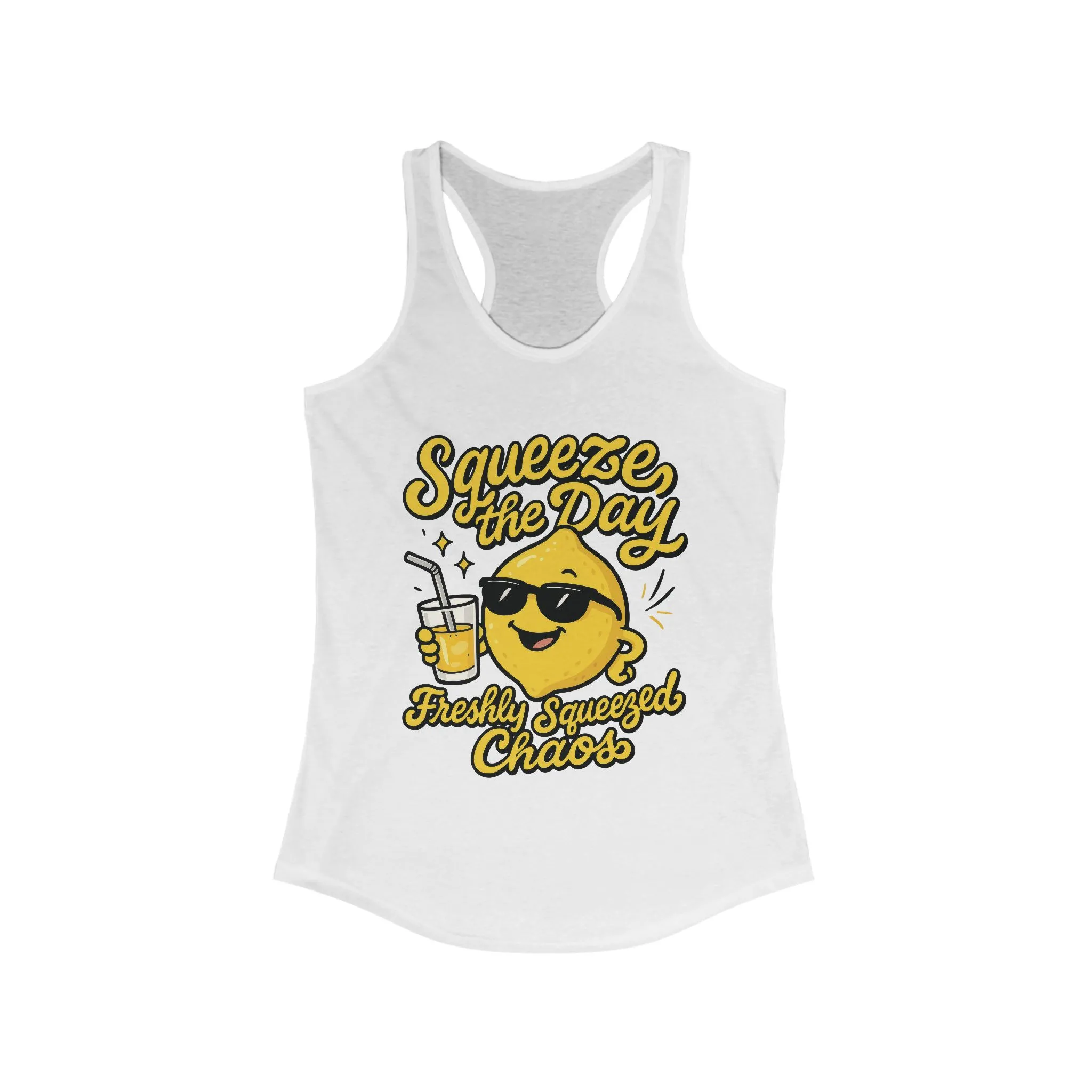 Freshly Squeezed Chaos Women's Racerback Tank Top, Fun Summer Apparel, Gift for Lemon Lovers, Cute Workout Top, Beach Ready, Casual Style - Image 3