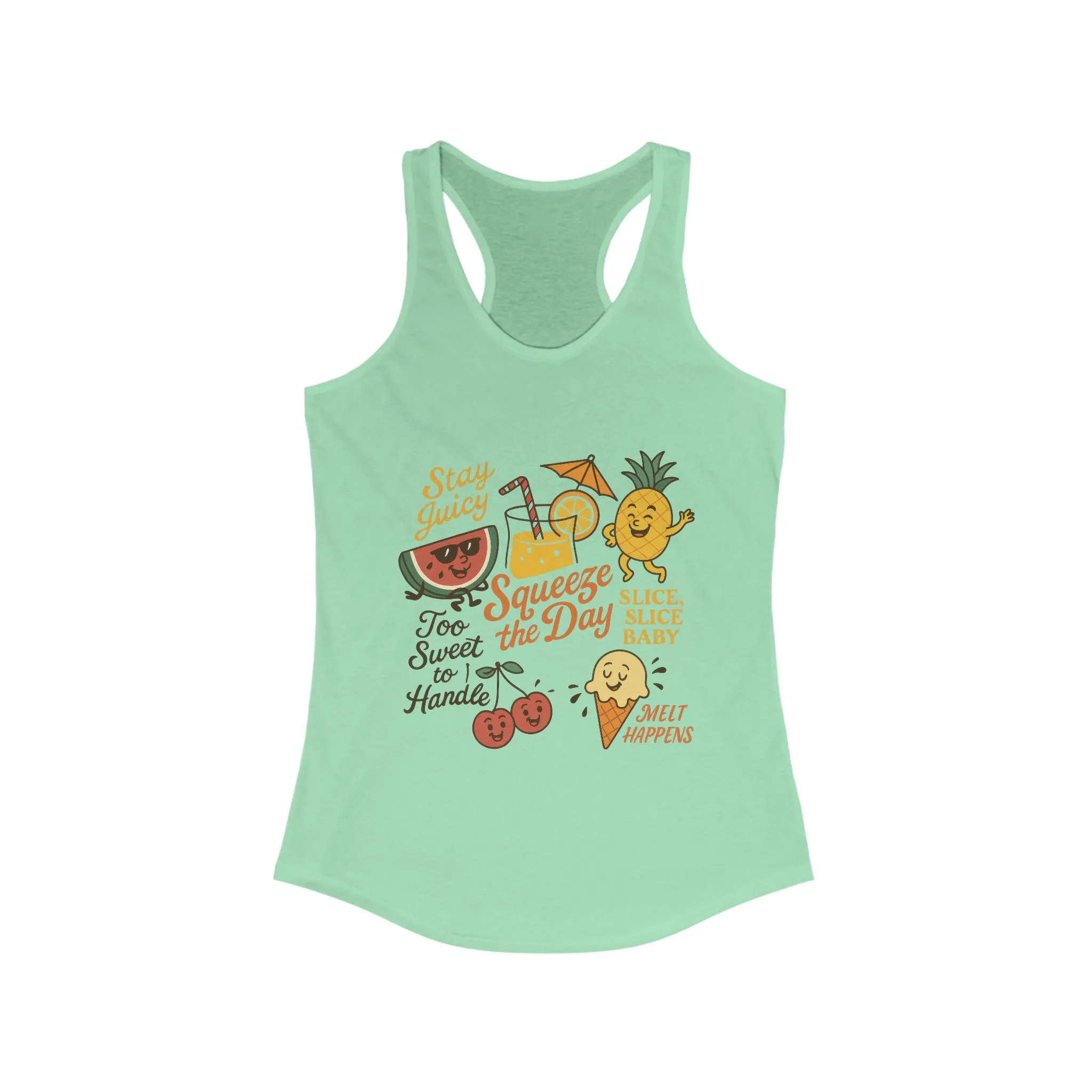 Cute Fruit Pun Tank Top for Women, Summer Graphic Tee, Kawaii Watermelon Pineapple Ice Cream Design, Stay Juicy Top, Beach Day, Vacation... - Image 5