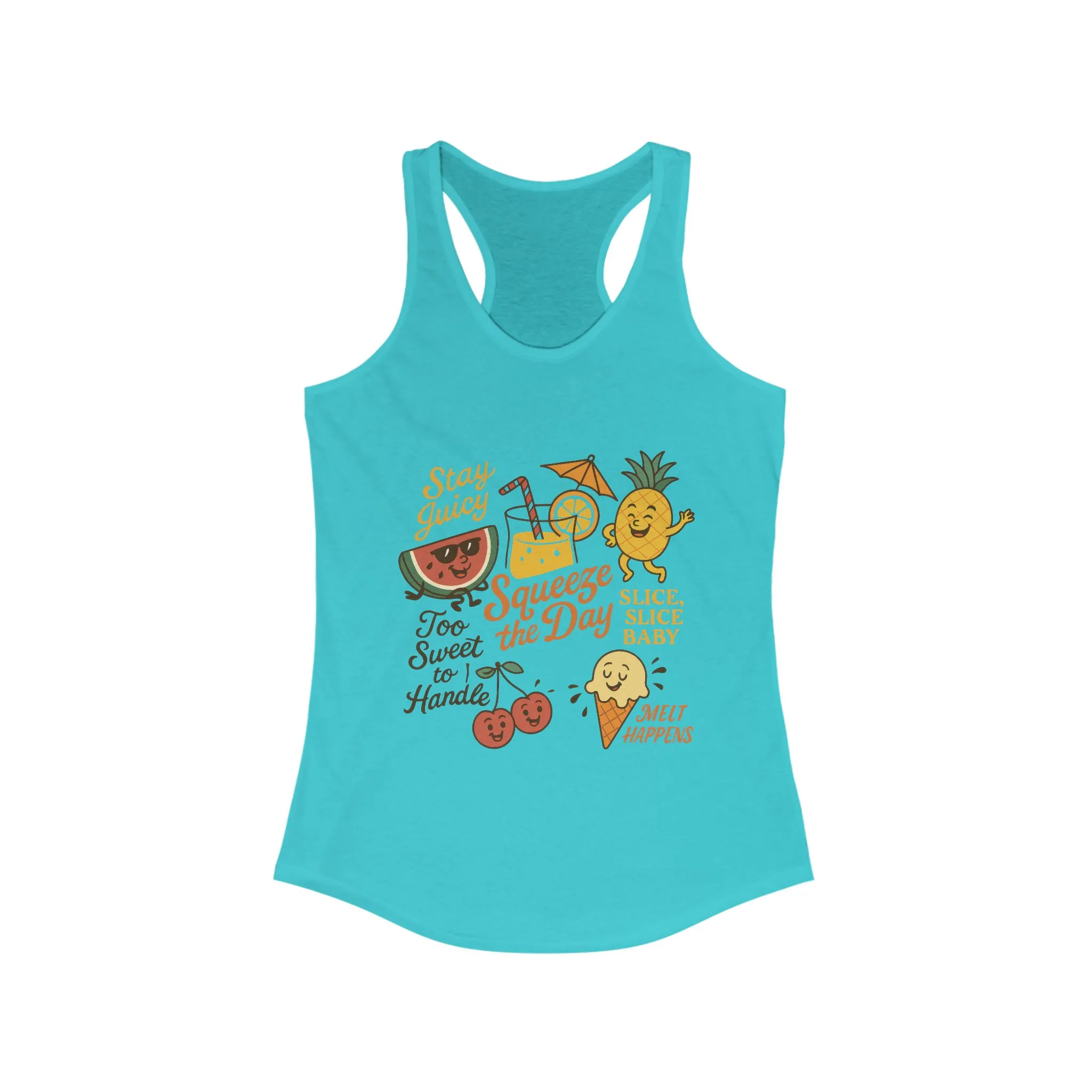 Cute Fruit Pun Tank Top for Women, Summer Graphic Tee, Kawaii Watermelon Pineapple Ice Cream Design, Stay Juicy Top, Beach Day, Vacation... - Image 7