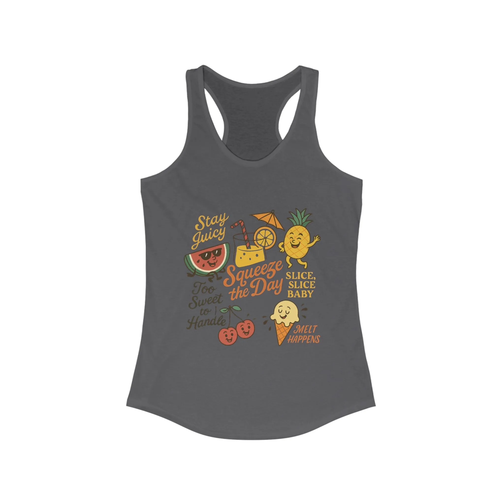 Cute Fruit Pun Tank Top for Women, Summer Graphic Tee, Kawaii Watermelon Pineapple Ice Cream Design, Stay Juicy Top, Beach Day, Vacation... - Image 9