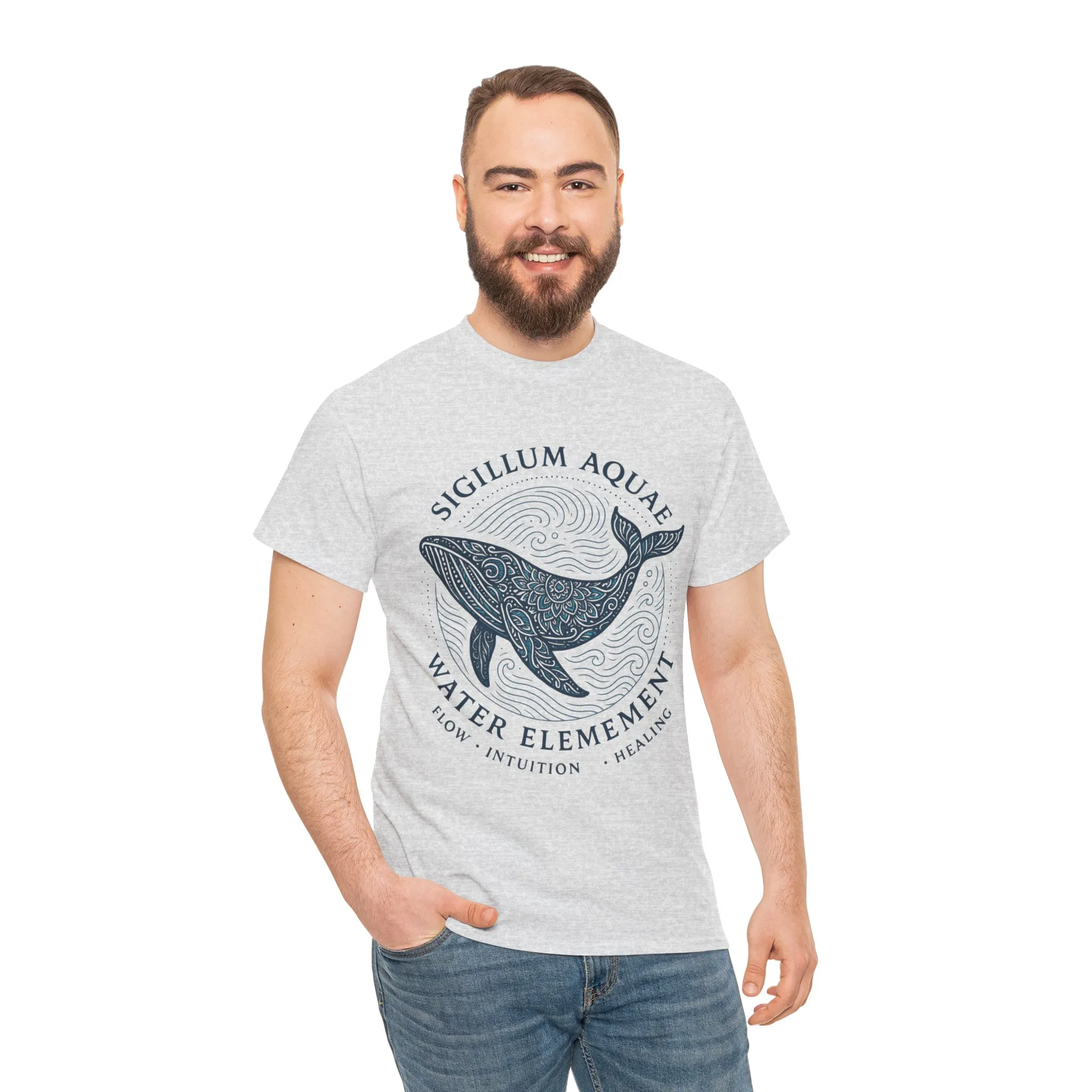 Water Element Whale Tee, Sigillum Aquae Symbol, Flow Intuition Healing, Spiritual Ocean Totem Tee, Nature Energy Shirt, Mindfulness Fashion - Image 7