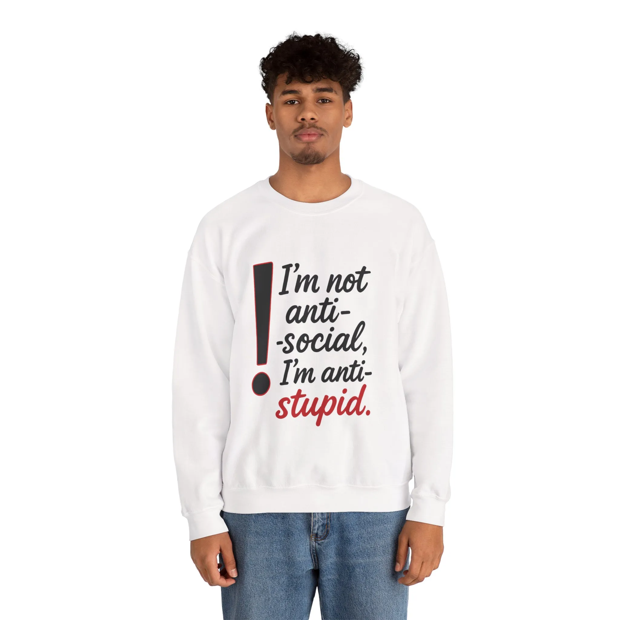 Anti-Stupid Sweatshirt, Funny Unisex Crewneck, Snarky Anti-Social Unisex Crewneck, Gift for Friends, Perfect for Everyday Wear - Image 33