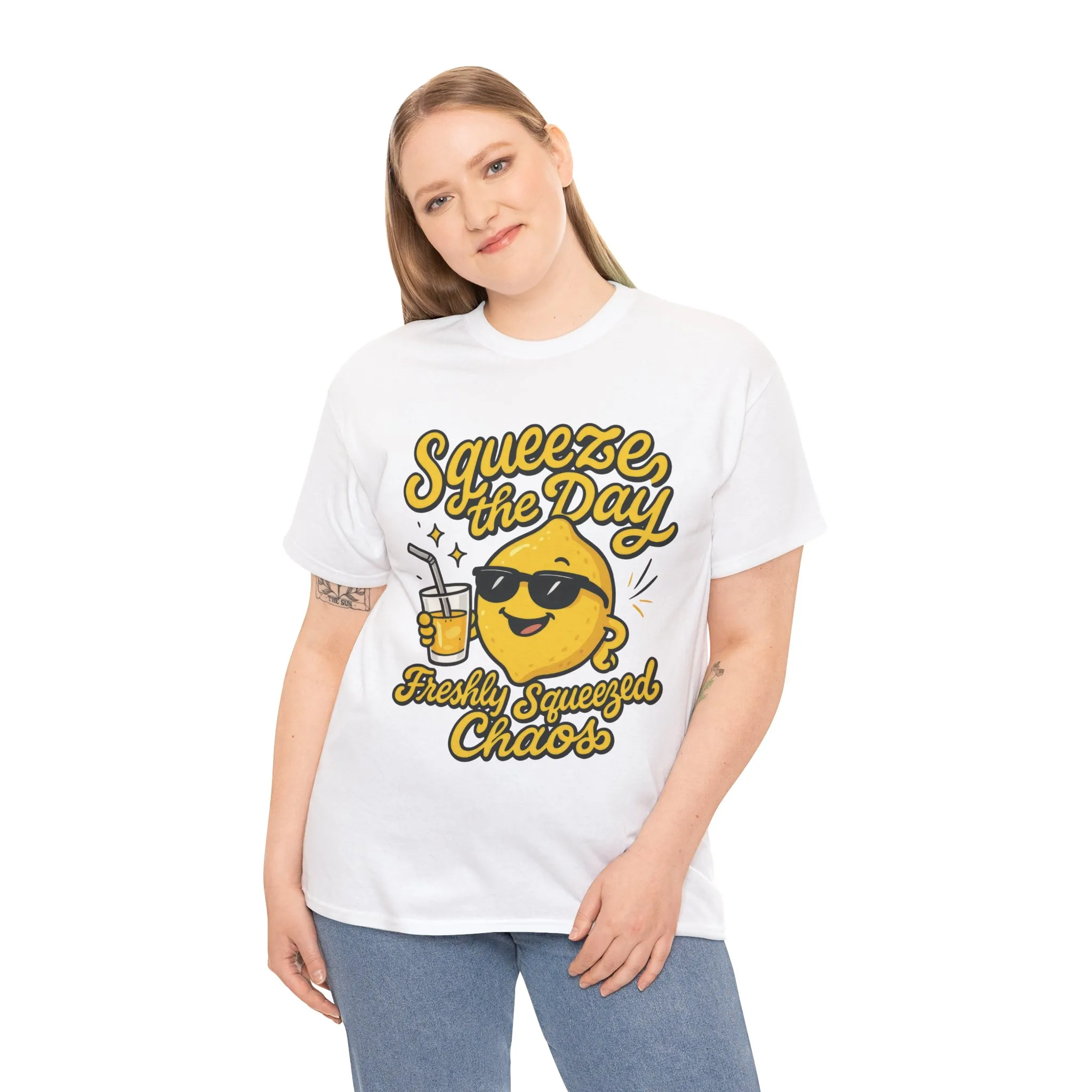 Funny Lemon Shirt for Women - Squeeze The Day Freshly Squeezed Chaos Tee - Cute Positive Citrus Graphic Tee, Fun Summer Tee for Beach Vibes - Image 6