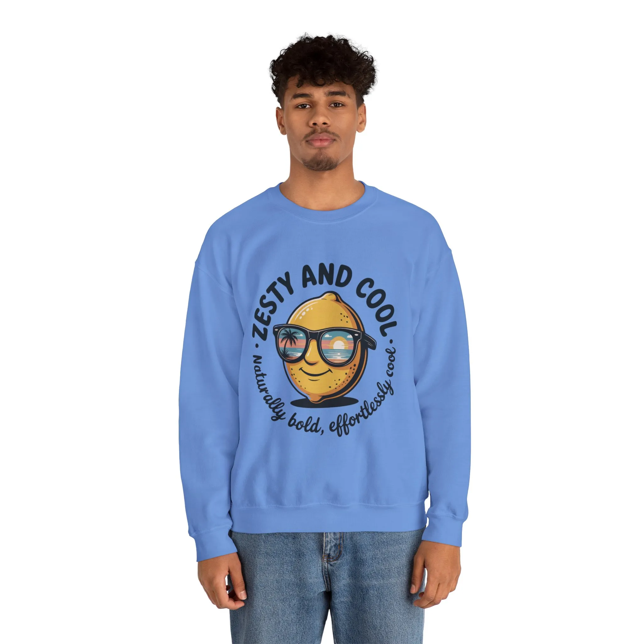 Zesty Lemon Mens Crewneck Sweatshirt - Fun Gift for Friends, Cool Casual Style, Summer Vibes, Mens Graphic Apparel, Perfect for Relaxing - Image 35