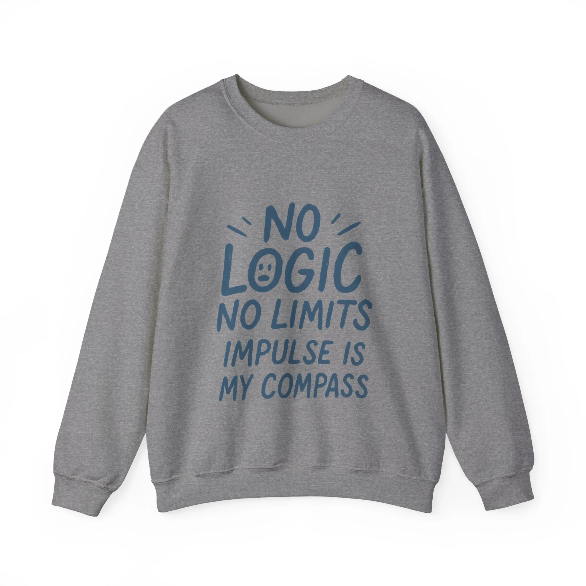 Mens Motivational Crewneck Sweatshirt,No Logic No Limits Quote, Casual Wear for Creatives, Cozy Relaxed Fit Pullover - Image 25