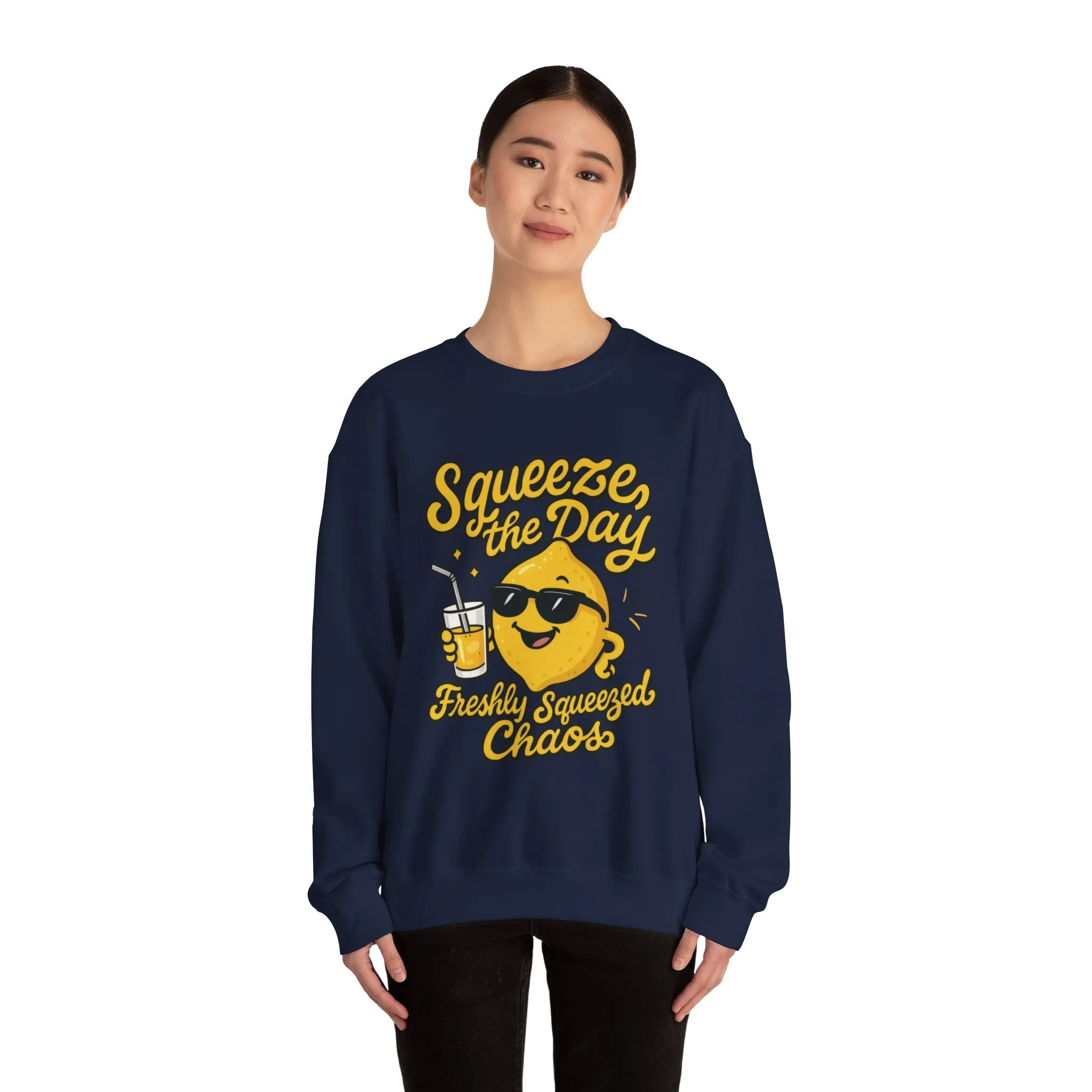 Funny Lemon Womens Sweatshirt - Squeeze The Day Freshly Squeezed Chaos Cozy Pullover - Citrus Positive Crewneck Sweatshirt, Cheerful Fashion - Image 26