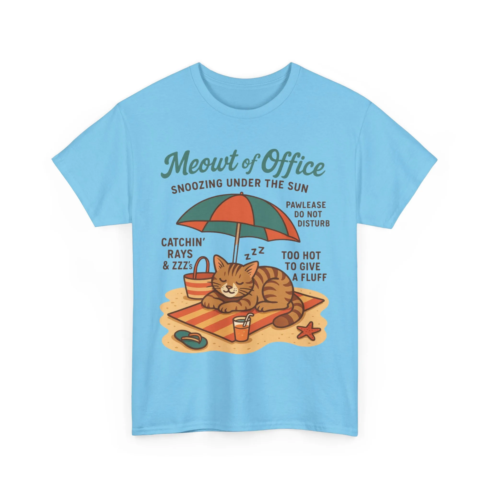 Cat Shirt, Cute Beach Cat Womens T-Shirt, Funny Summer Vacation Tee, Lazy Cat Humor Gift, Cat Lover T-Shirt, Vacation Humor Tee - Image 19