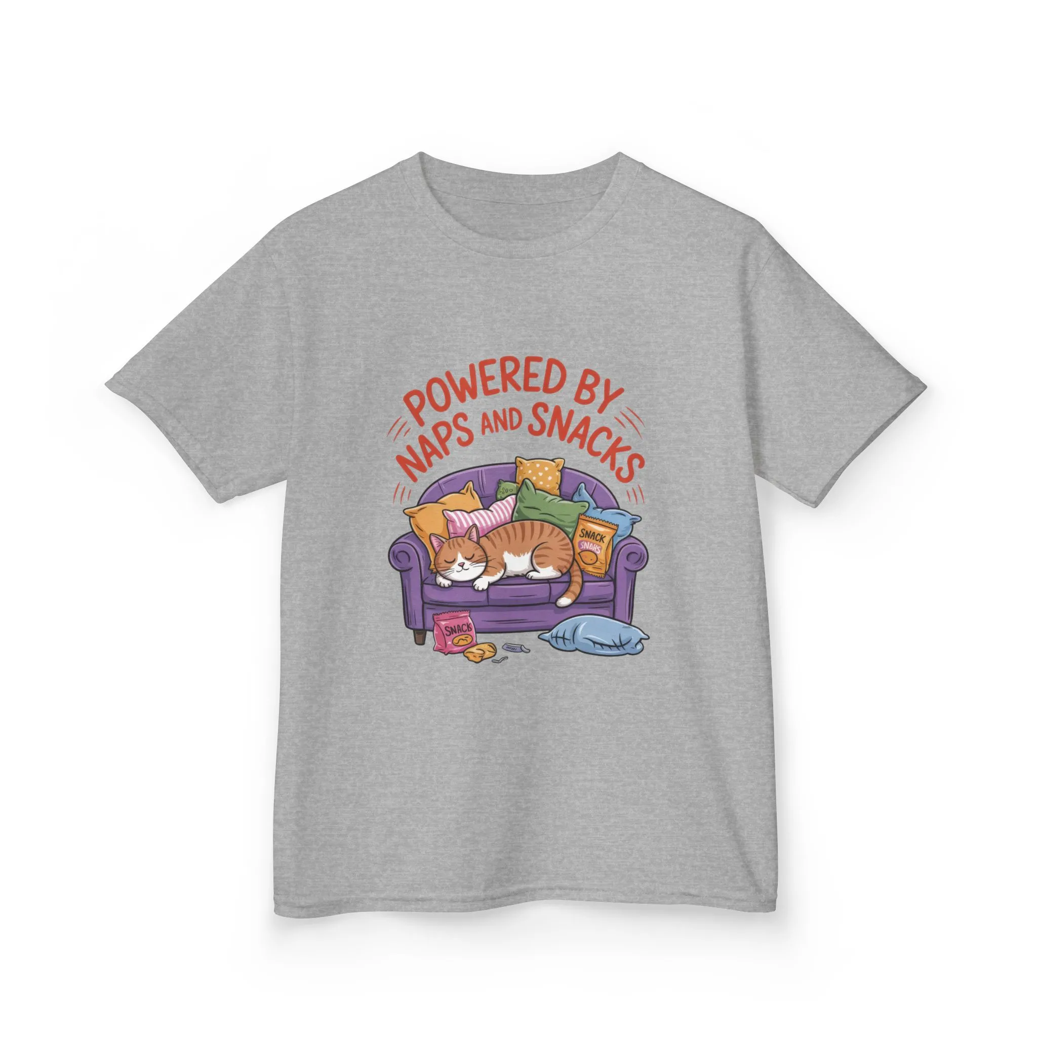Kids Powered by Naps and Snacks Tee, Funny Kids T-Shirt, Cat Lover Gift, Birthday Present, Cute Cotton Tee, Everyday Wear - Image 9