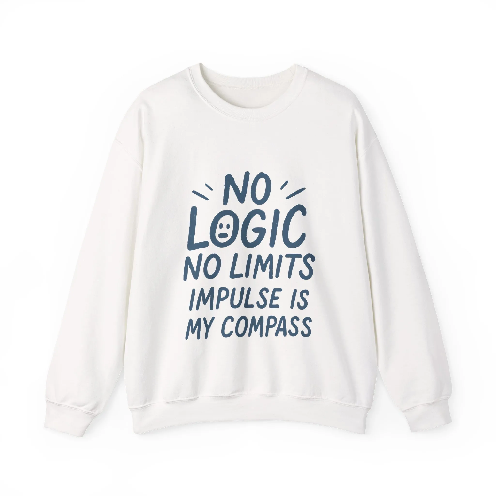 Mens Motivational Crewneck Sweatshirt,No Logic No Limits Quote, Casual Wear for Creatives, Cozy Relaxed Fit Pullover - Image 4