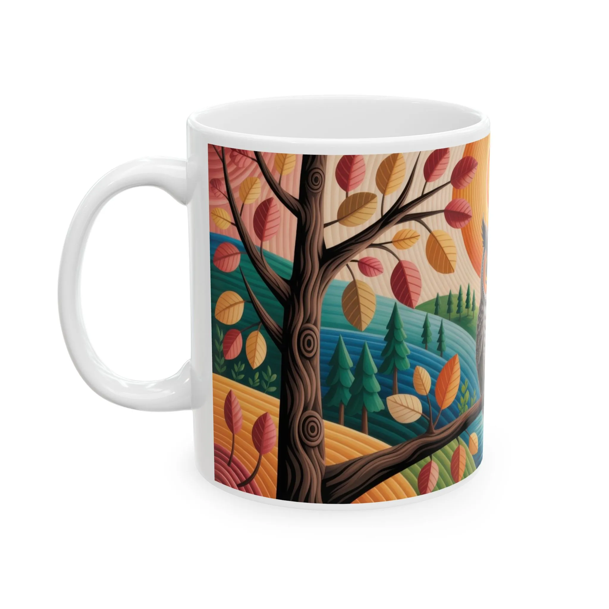 Whimsical Owl Ceramic Mug , Cozy Home Decor, Gift for Nature Lovers, Coffee Mug, Fall Vibes, Owl Enthusiast Gift - Image 3