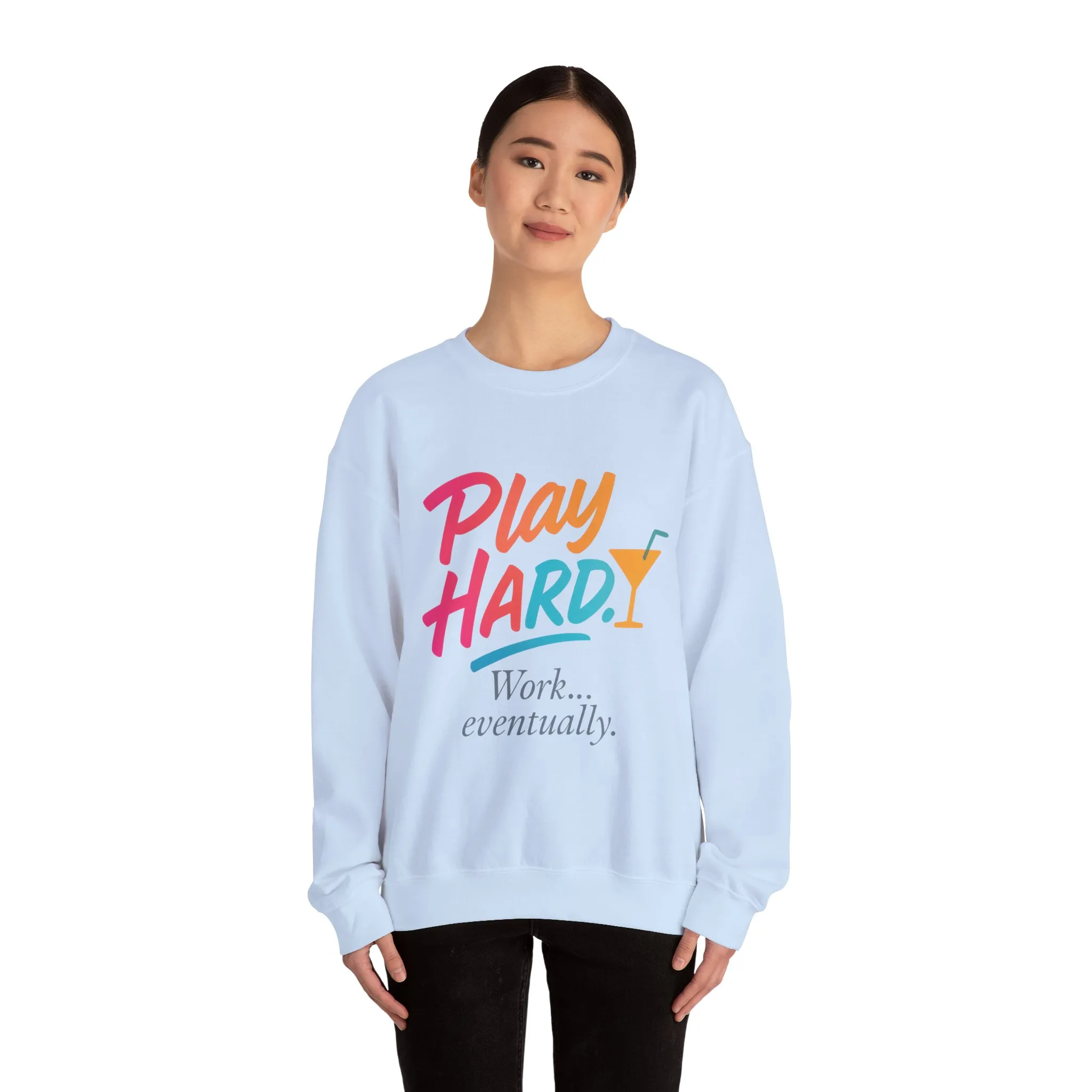Play Hard Work Eventually Sweatshirt, Funny Cocktail Graphic Tee, Womens Party Sweatshirt, Relaxed Vacation Top, Cozy Style - Image 32