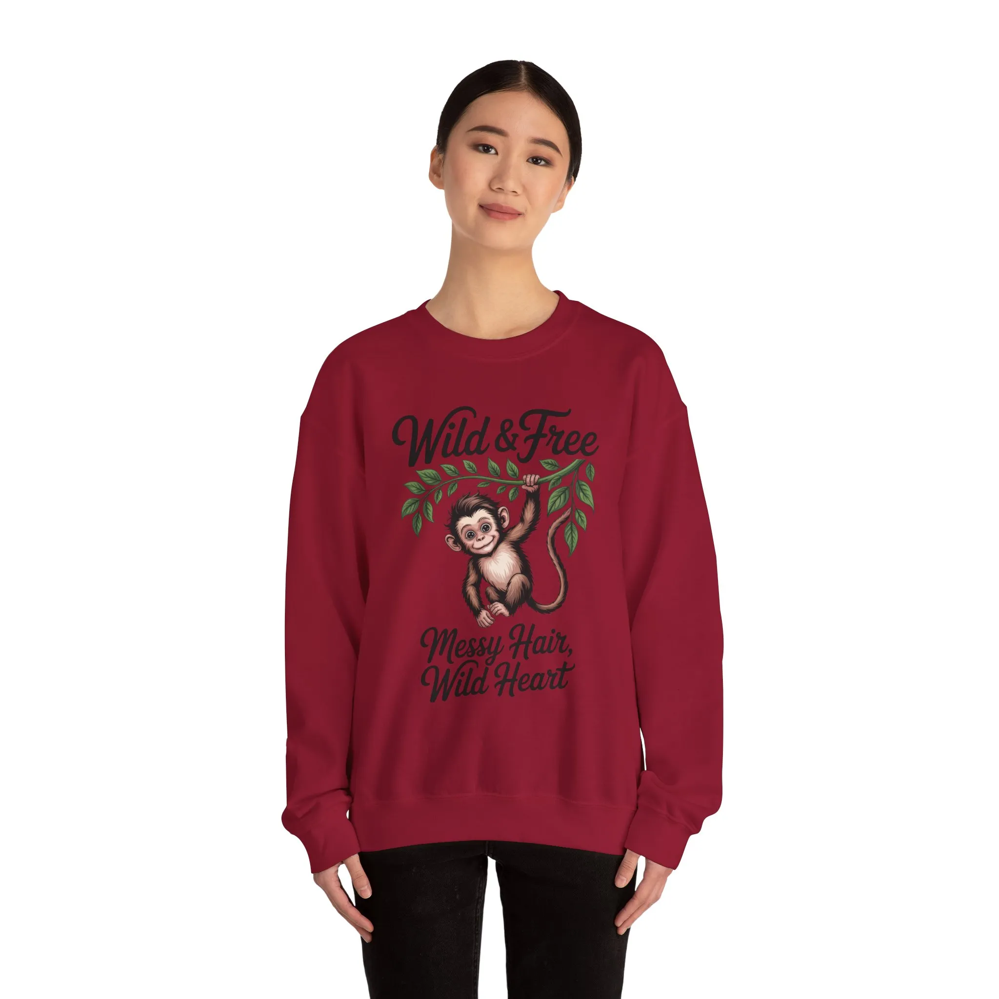 Wild & Free Monkey Sweatshirt, Messy Hair Wild Heart Womens Pullover, Cute Jungle Animal Sweater, Boho Adventure Graphic, Nature Lover Gift - Image 26