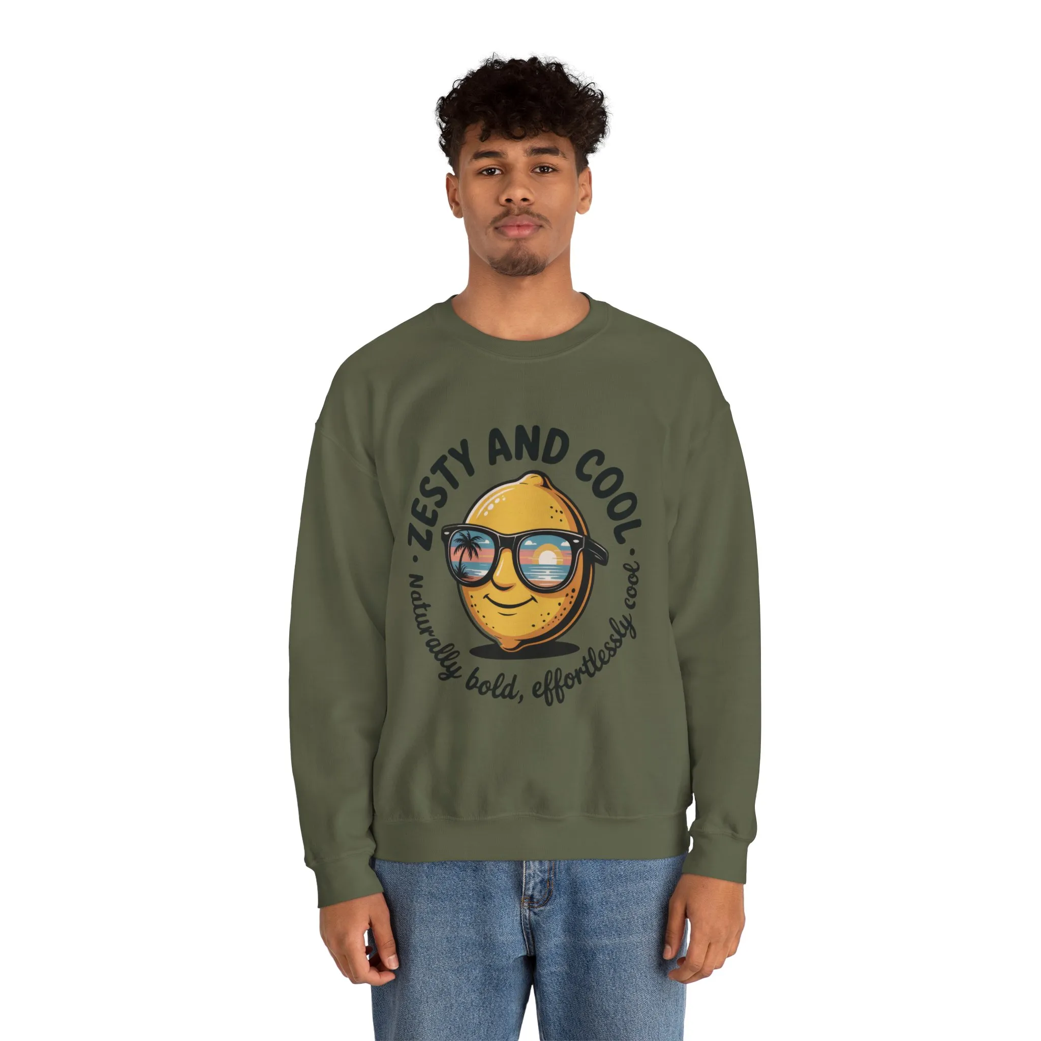 Zesty Lemon Mens Crewneck Sweatshirt - Fun Gift for Friends, Cool Casual Style, Summer Vibes, Mens Graphic Apparel, Perfect for Relaxing - Image 29