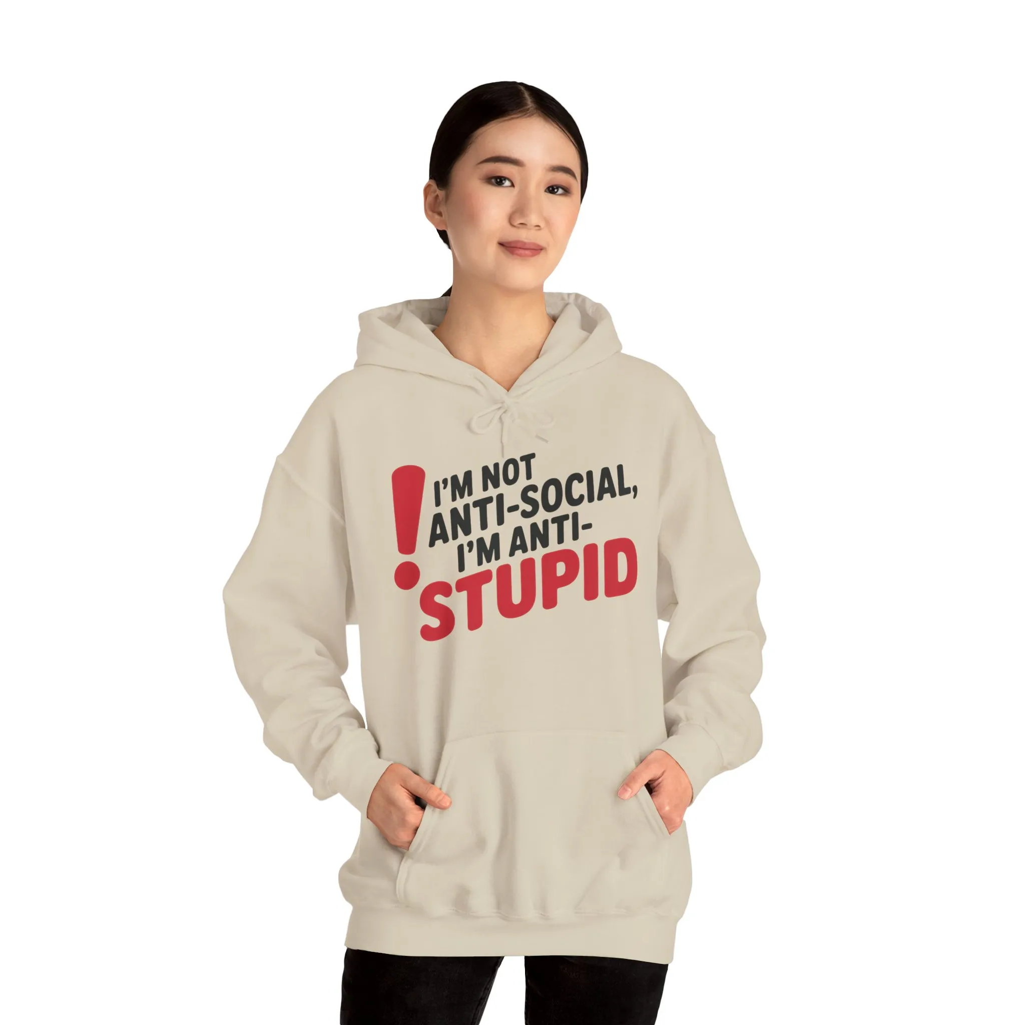 Anti-Stupid Hoodie, Funny Unisex Hoodie, Snarky Anti-Social Unisex Sweatshirt, Gift for Friends, Perfect for Everyday Wear, Humorous Apparel - Image 5