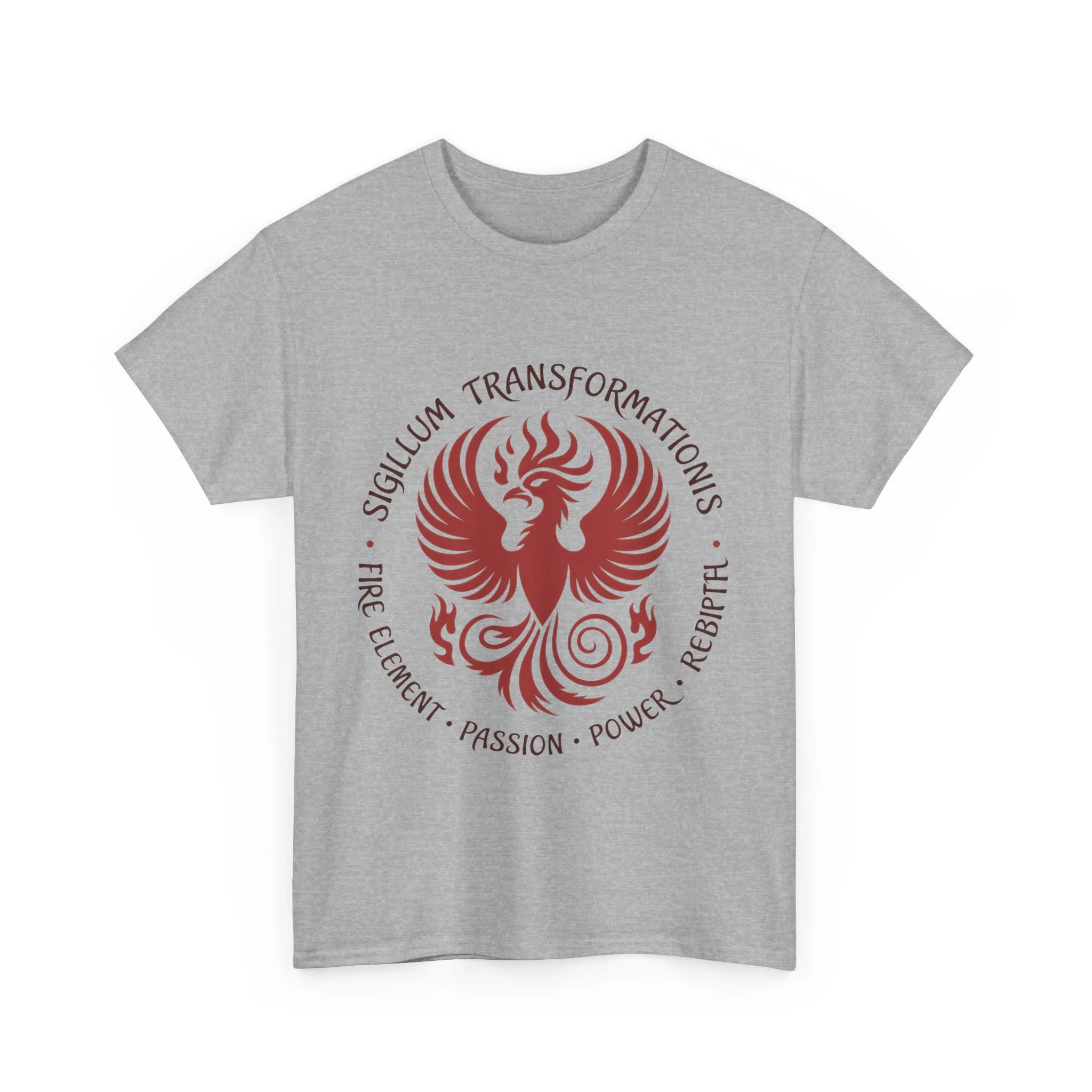 Phoenix Fire Element T-Shirt, Sigillum Transformationis Seal, Passion Power Rebirth Totem, Phoenix Symbol Unisex Tee, Spiritual Tee - Image 9