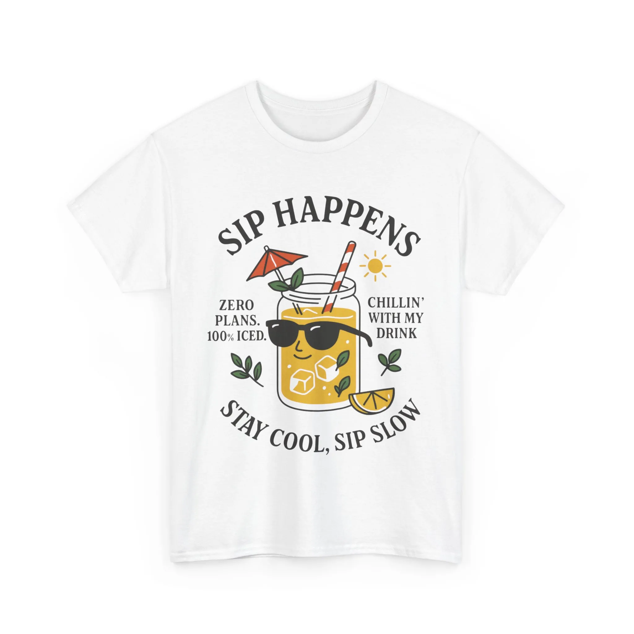 Sip Happens Womens T-Shirt, Funny Summer Drink Graphic Tee, Stay Cool Sip Slow Lemonade Shirt, , Beach Wear, BBQ Parties, Chill Summer Vibes - Image 2