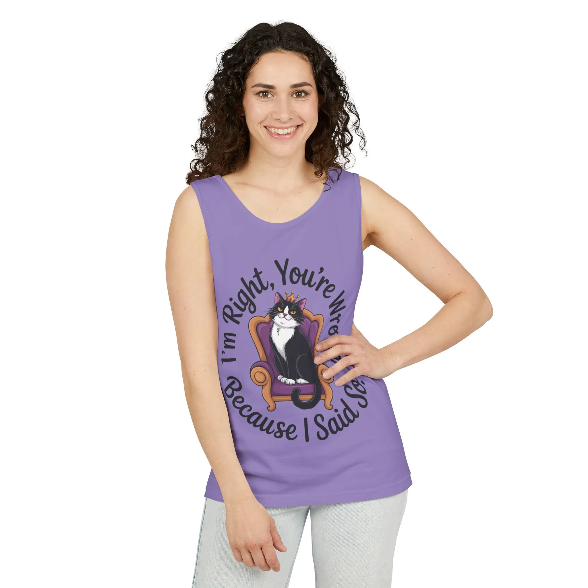 Funny Cat Queen Tank Top, Sassy Cat Graphic Tee for Women, Cat Mom Humor Tee Gift, Funny Graphic T-Shirt, I'm Right, You're Wrong Tee - Image 16