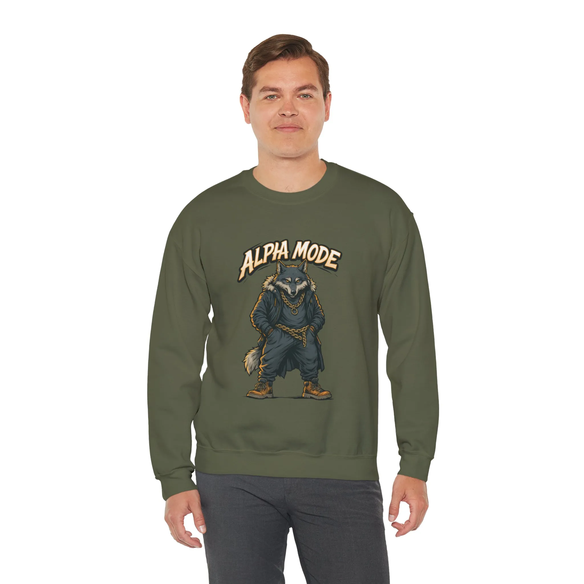 Alpha Mode Wolf Crewneck Sweatshirt, Mens Streetwear Pullover, Hip Hop Savage Wolf Sweater, Alpha Male Graphic Crewneck, Urban Wolf Gift - Image 15