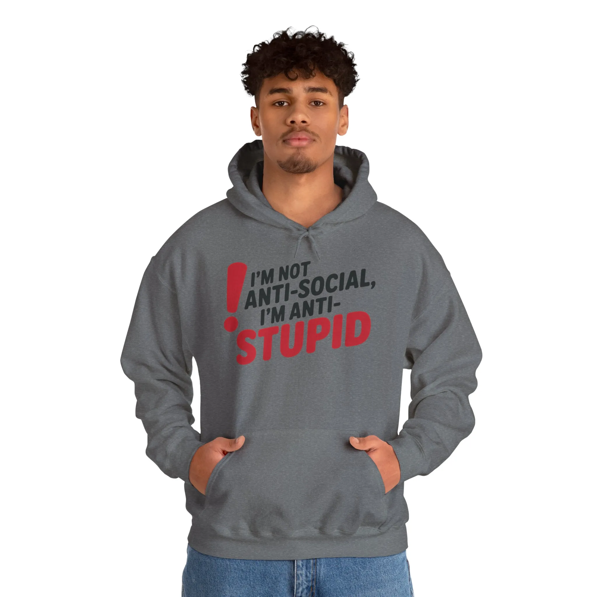 Anti-Stupid Hoodie, Funny Unisex Hoodie, Snarky Anti-Social Unisex Sweatshirt, Gift for Friends, Perfect for Everyday Wear, Humorous Apparel - Image 9