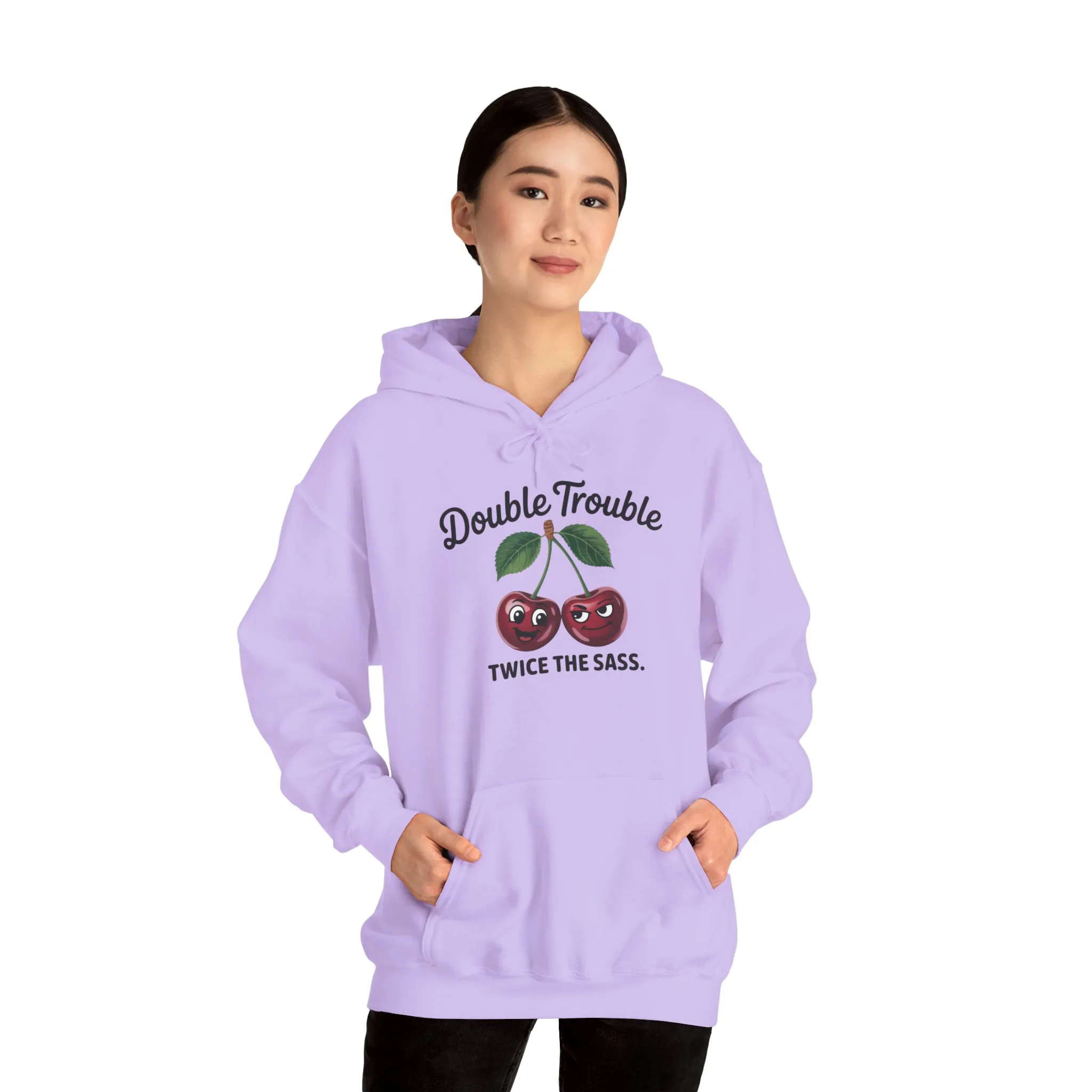 Double Trouble Cherry Hoodie, Cute Funny Womens Hooded Sweatshirt, Twice The Sass Fruit Graphic Pullover, Sassy Cherry Hooded Top - Image 27