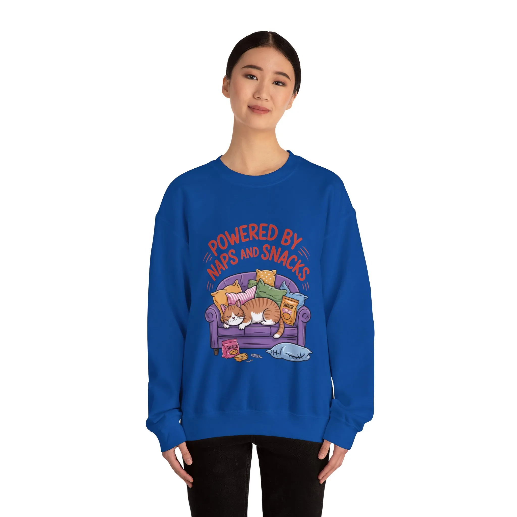 Powered by Naps and Snacks Sweatshirt, Cozy Lounge Crewneck, Gifts for Cat Lovers, Funny Cat Sweatshirt, Casual Everyday Wear - Image 23