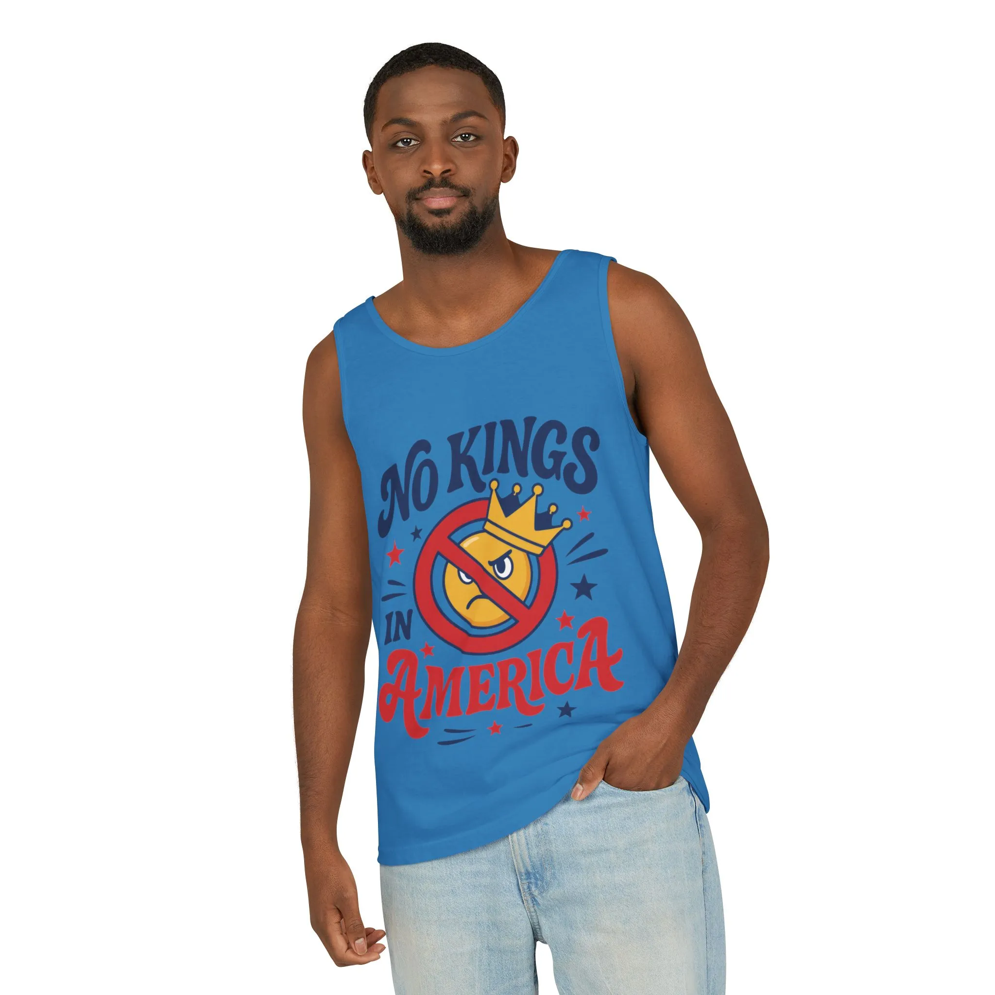 No Kings in America Tank Top - Funny Patriotic Anti Monarchy Sleeveless Shirt - USA Freedom Top, Unisex Summer Apparel, USA Independence Day - Image 24