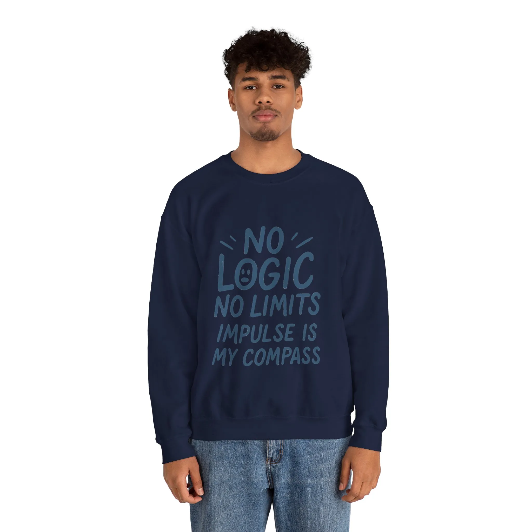 Mens Motivational Crewneck Sweatshirt,No Logic No Limits Quote, Casual Wear for Creatives, Cozy Relaxed Fit Pullover - Image 23
