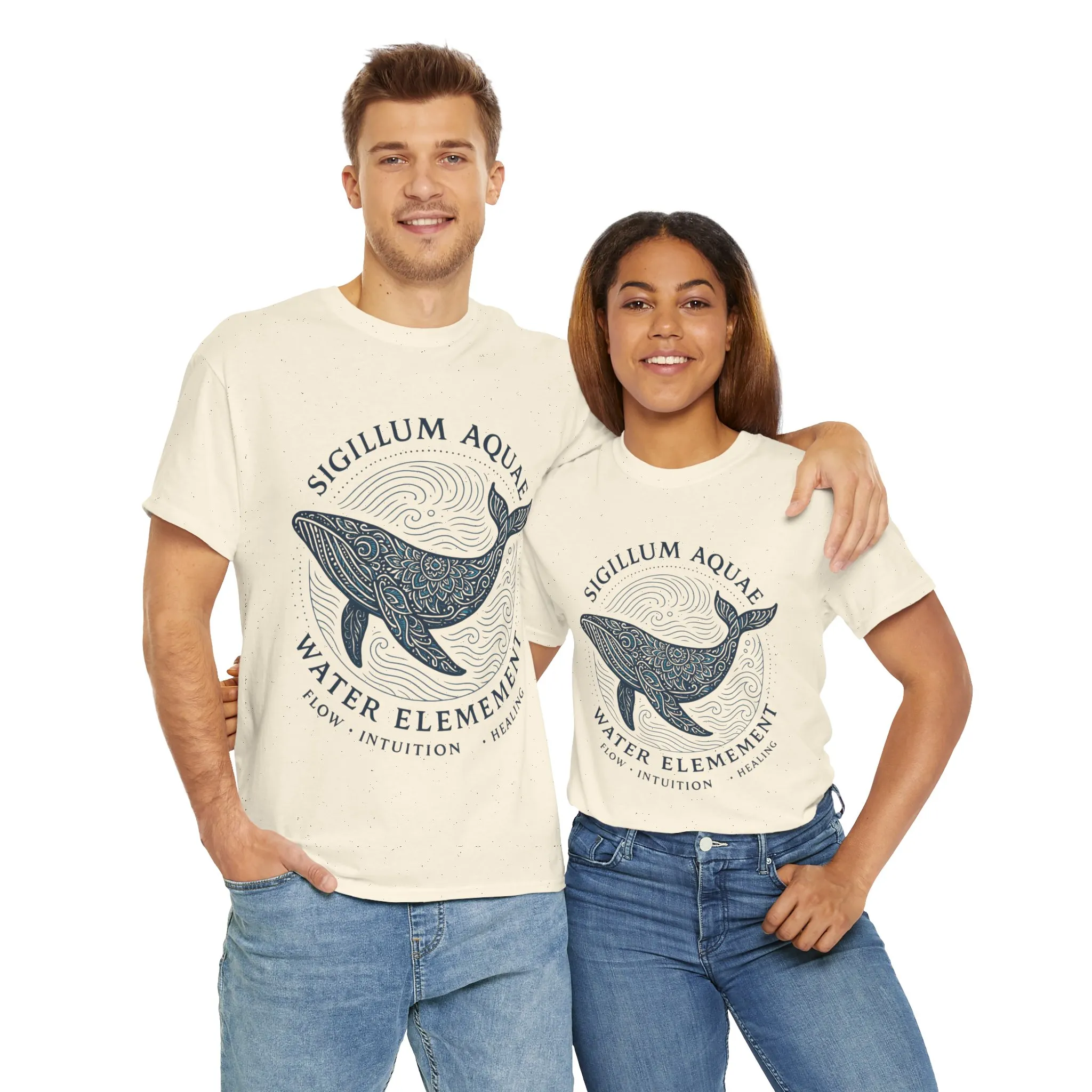 Water Element Whale Tee, Sigillum Aquae Symbol, Flow Intuition Healing, Spiritual Ocean Totem Tee, Nature Energy Shirt, Mindfulness Fashion - Image 16