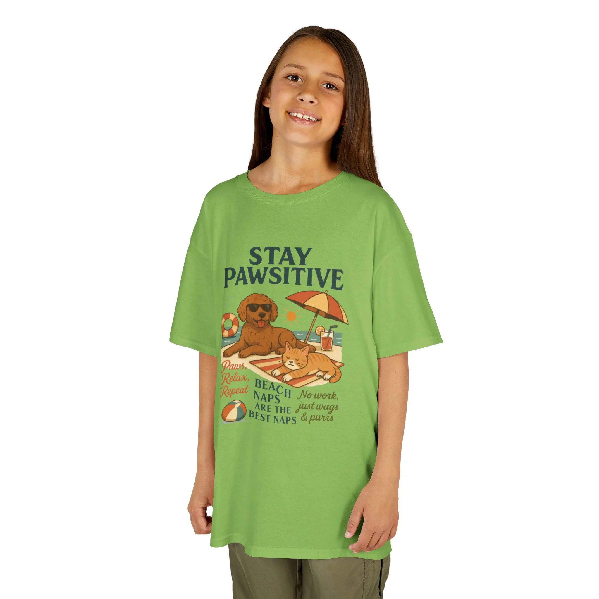 Kids Beach Vibes Tee - Stay Pawsitive, Summer Fun Shirt, Dog Lover Gift, Vacation Outfit, Beach Day Apparel - Image 14
