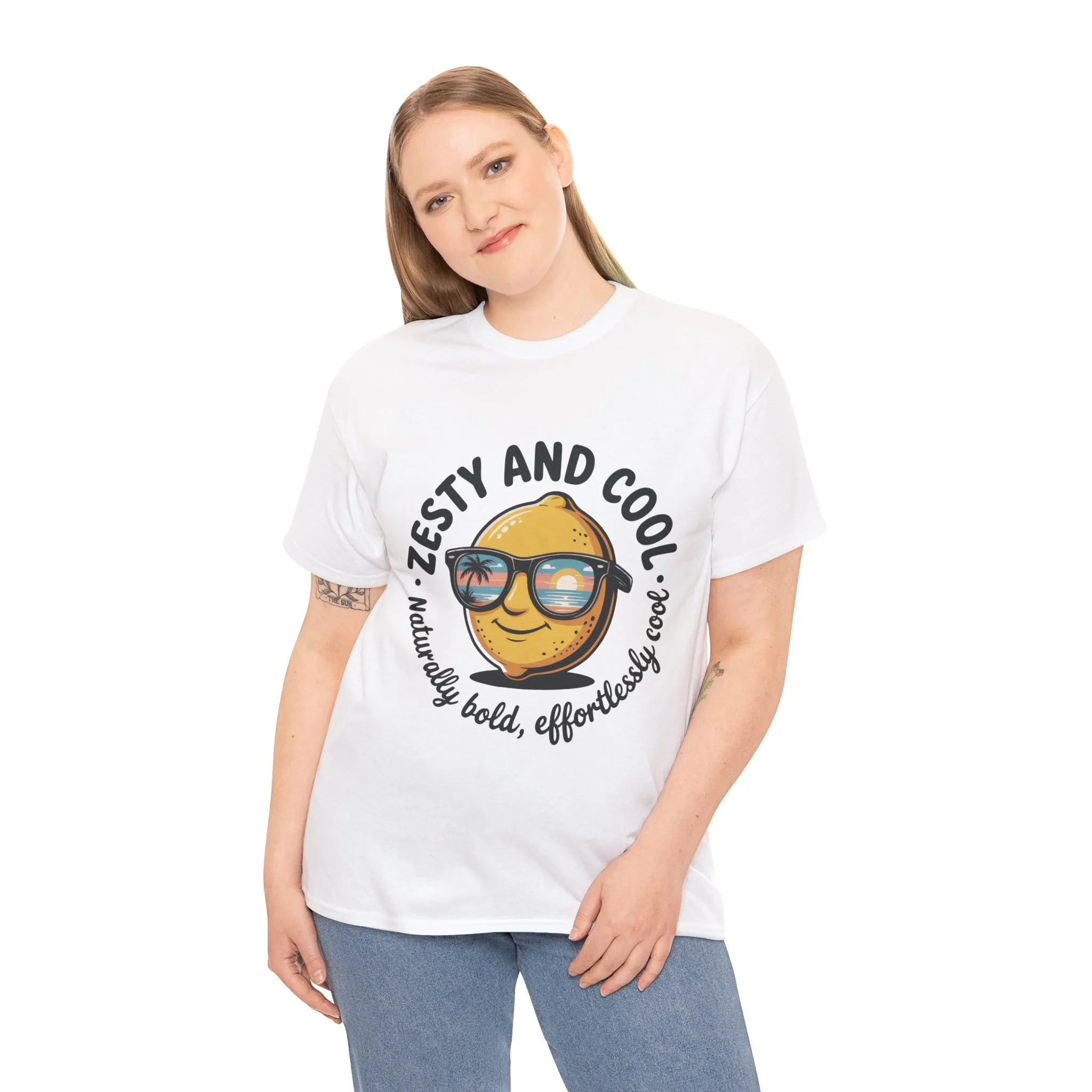 Zesty Lemon Tee, Womens Heavy Cotton T-Shirt, Funny Graphic Tee, Summer Apparel, Gift for Lemon Lovers, Casual Style, Funny Summer Tee - Image 6
